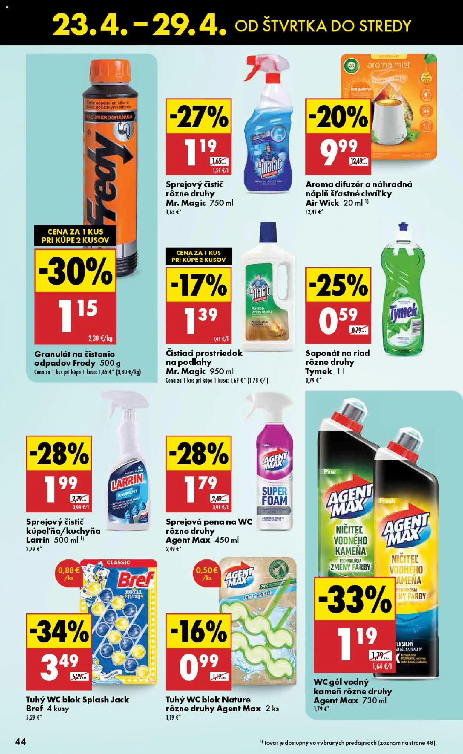 Nové Biedronka akcie – leták je platný od 23.04.2026 | Strana: 44 | Produkty: Difúzer, Aroma difúzer, Wc blok