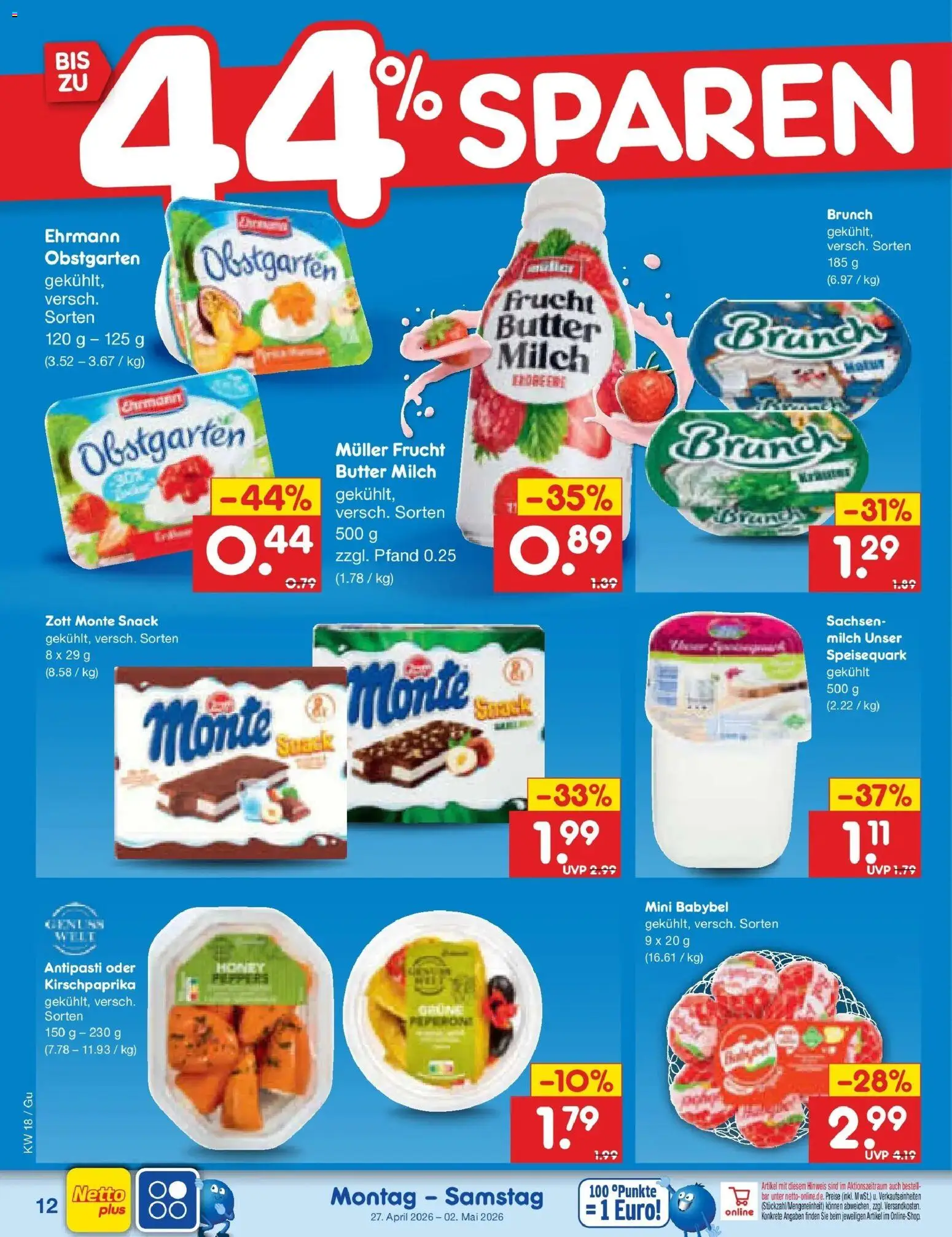 Netto Marken-Discount Prospekt Augustusburg	 – gültig ab 27.04.2026 | Seite: 14 | Produkte: Milch, Butter, Babybel, Speisequark