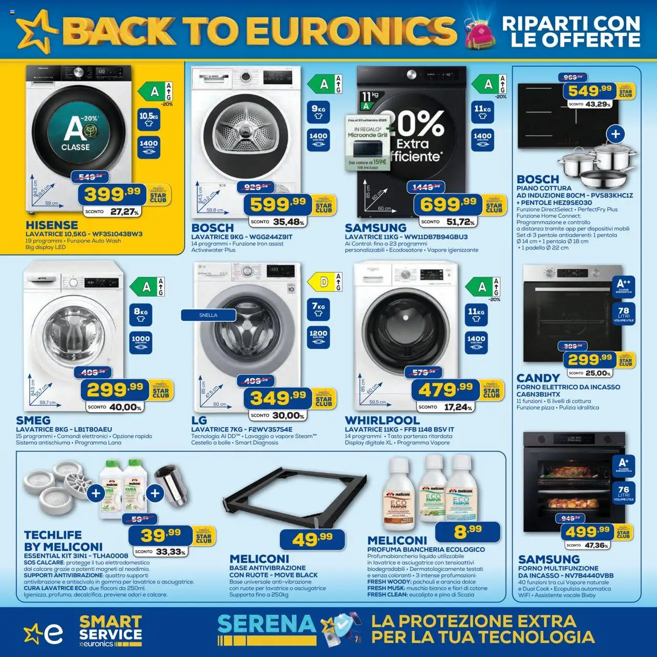 Volantino Euronics del 21.08.2025 | Pagina: 10 | Prodotti: Pizza, Lavatrice, Arancia, Samsung
