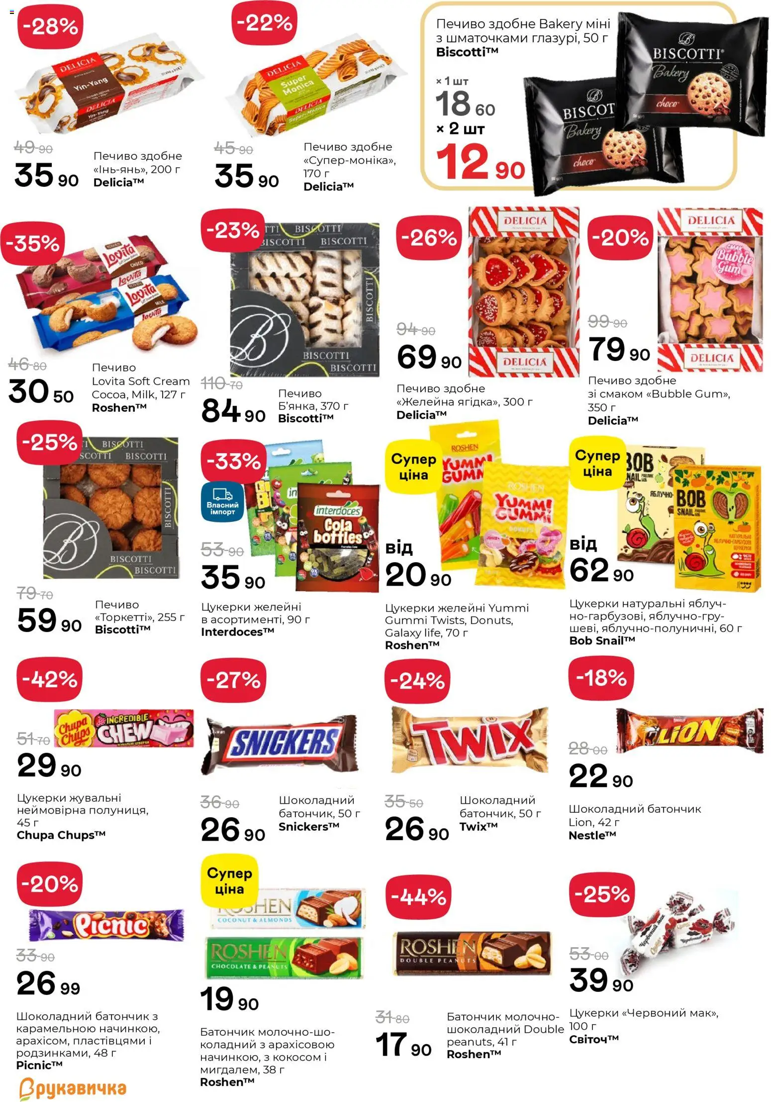 Рукавичка Kаталог - дійснийкції з 16.04.2026 | Сторінка: 14 | Товари: Цукерки, Печиво, Батончик