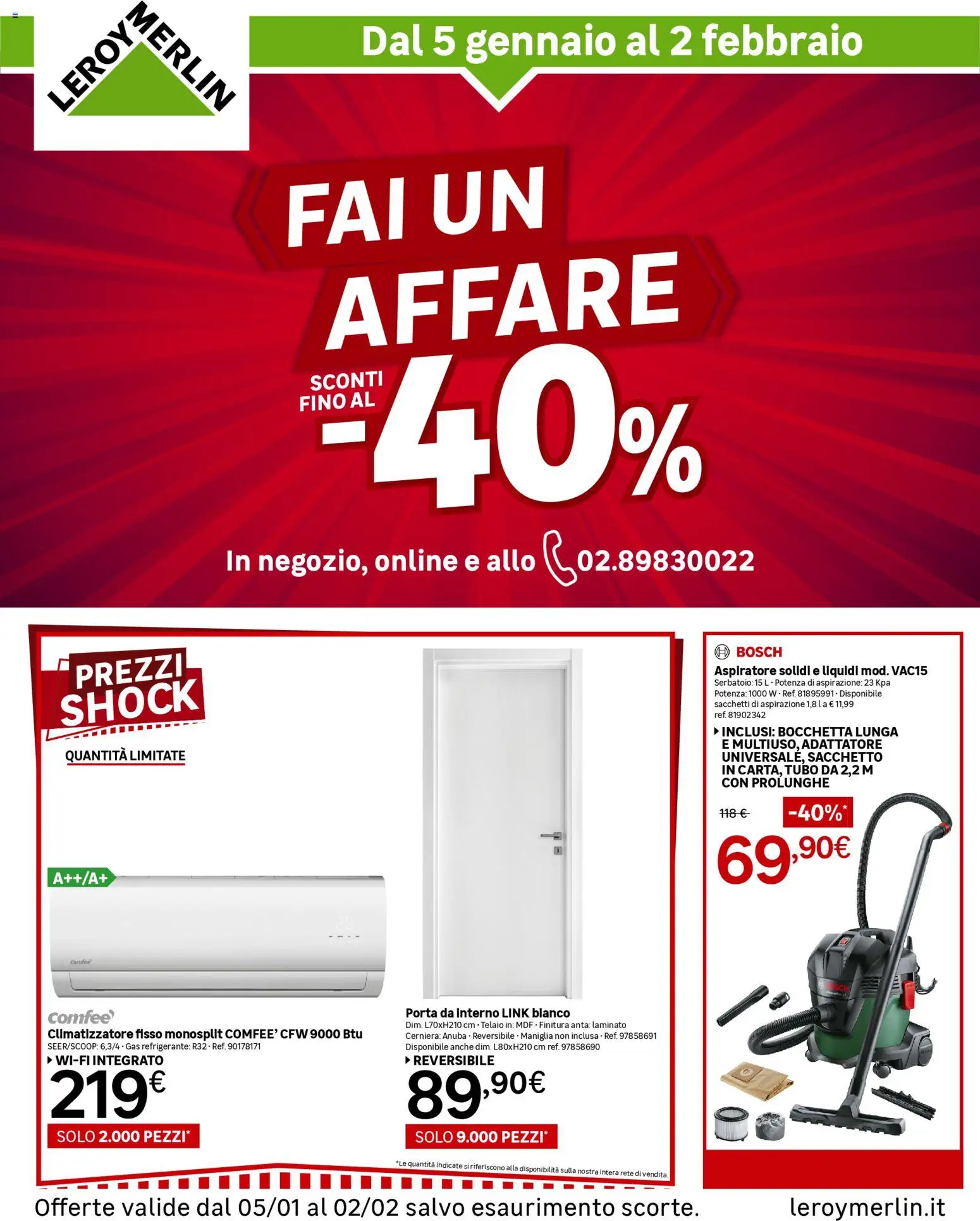 Volantino Leroy Merlin del 05.01.2026 | Pagina: 1 | Prodotti: Climatizzatore, Tubo, Adattatore