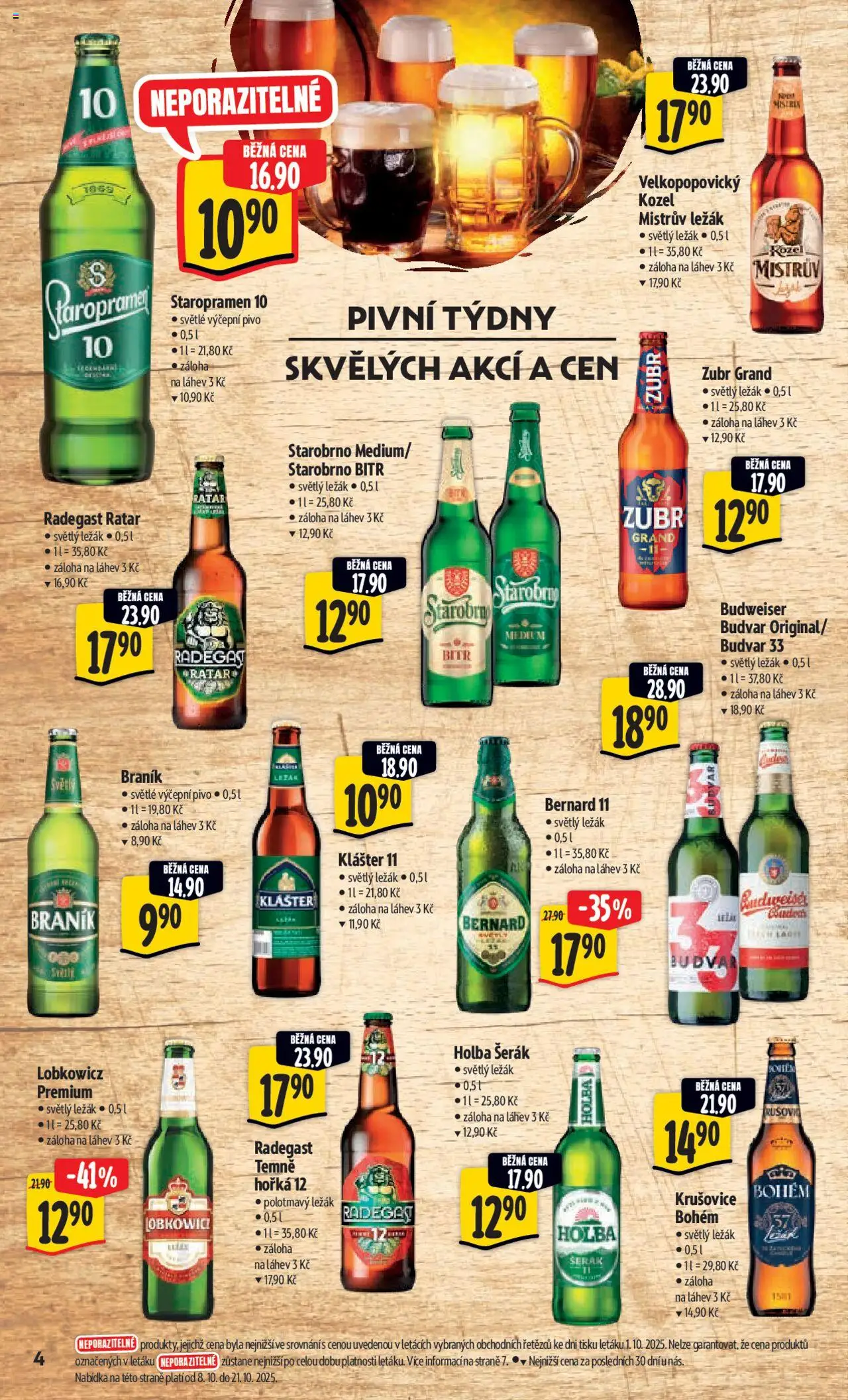 Albert leták - Hypermarket od 08.10.2025 | Strana: 9 | Produkty: Kozel, Šerák, Budvar 33, Láhev