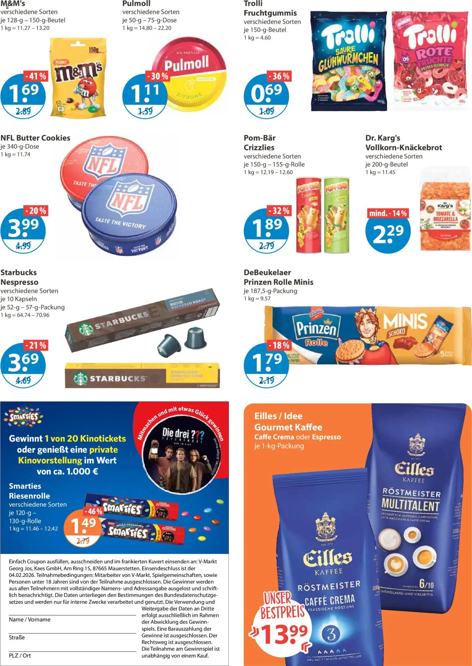 V-Markt - München – gültig ab 29.01.2026 | Seite: 8 | Produkte: Butter, Mozzarella, Smarties, Starbucks