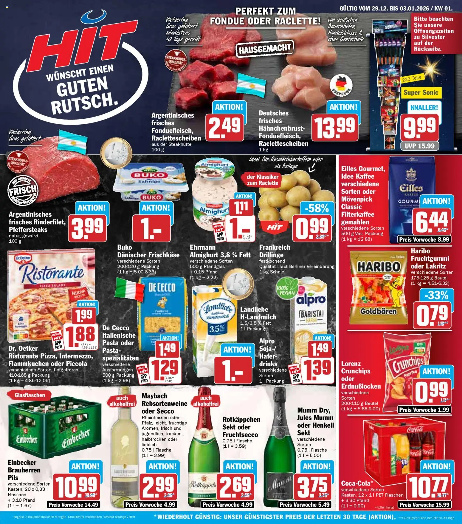 HIT Prospekt 	 – gültig ab 29.12.2025 | Seite: 1 | Produkte: Ristorante, Sekt, Lorenz crunchips, Rotkäppchen
