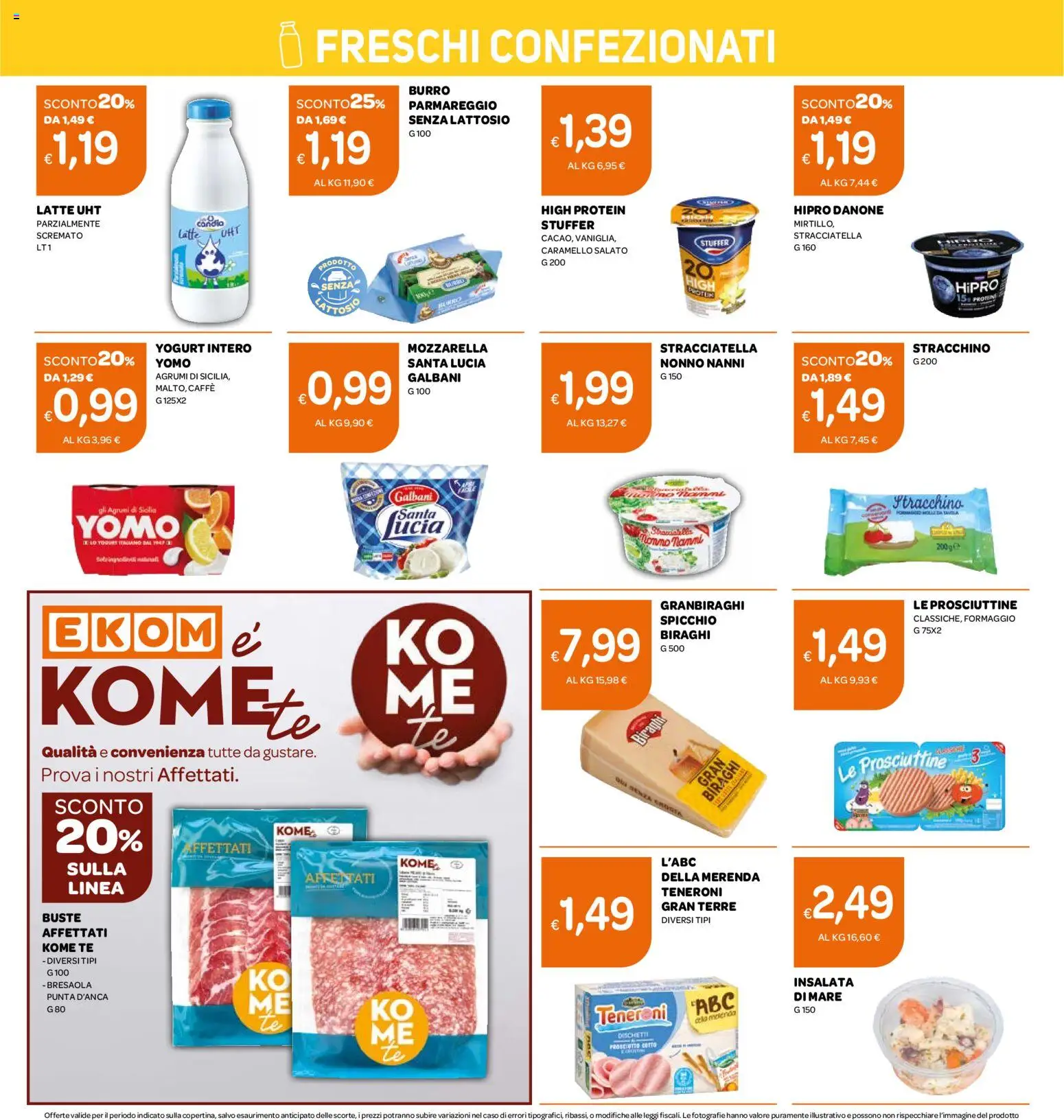 Volantino Ekom del 10.03.2026 | Pagina: 8 | Prodotti: Yogurt, Mozzarella, Burro, Agrumi