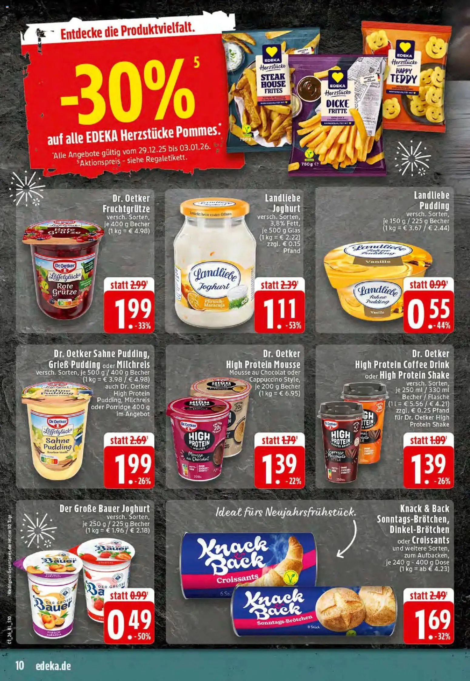 Edeka prospekt Reken-Bahnhof	 – gültig ab 28.12.2025 | Seite: 10 | Produkte: Bauer joghurt, Pudding, Landliebe joghurt, Sahne