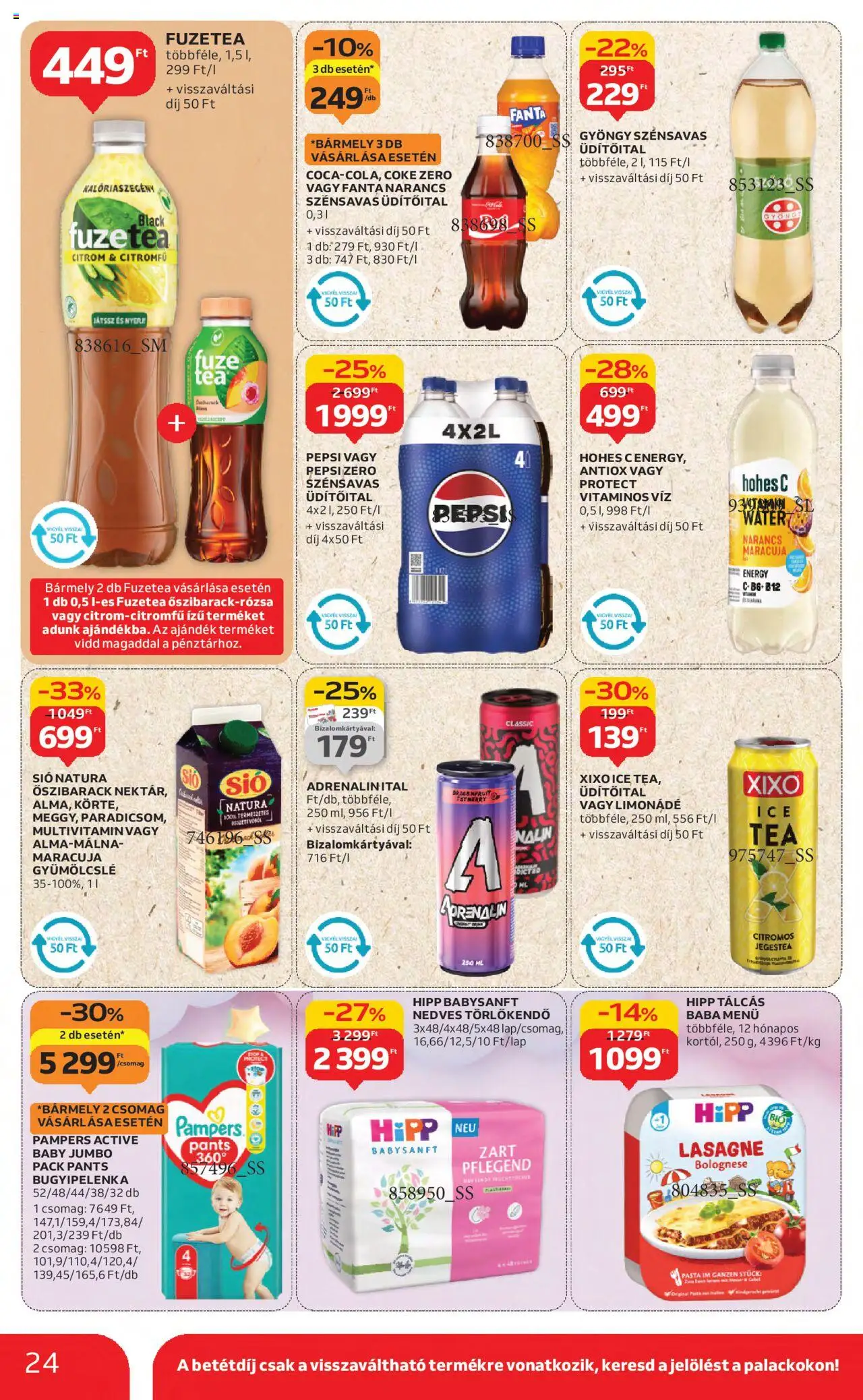 Auchan akciós ujság - amely érvényes a következő dátumtól: 21.08.2025 | Oldal: 24 | Termékek: Pampers, Fanta, Törlőkendő, Citrom