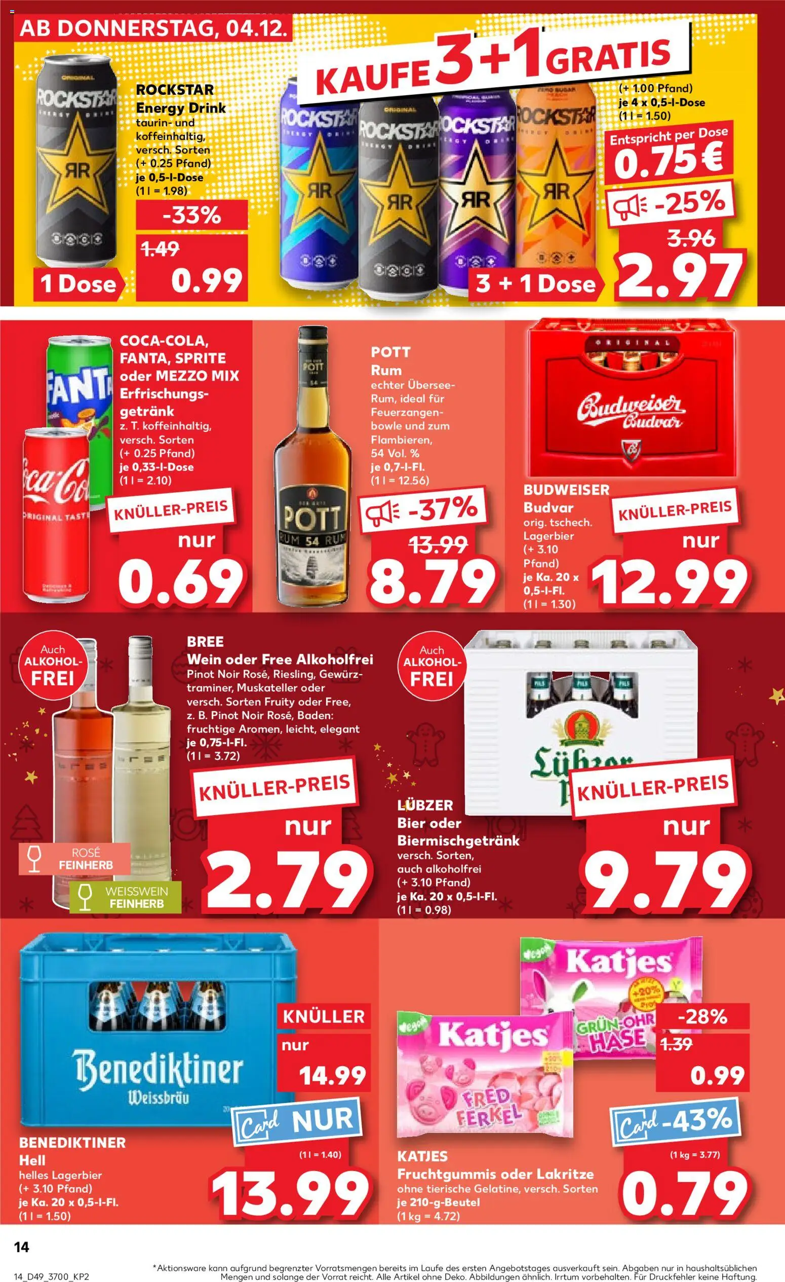 Kaufland prospekt Rostock	 – gültig ab 07.12.2025 | Seite: 14 | Produkte: Mezzo mix, Sprite, Budweiser, Oder mezzo mix