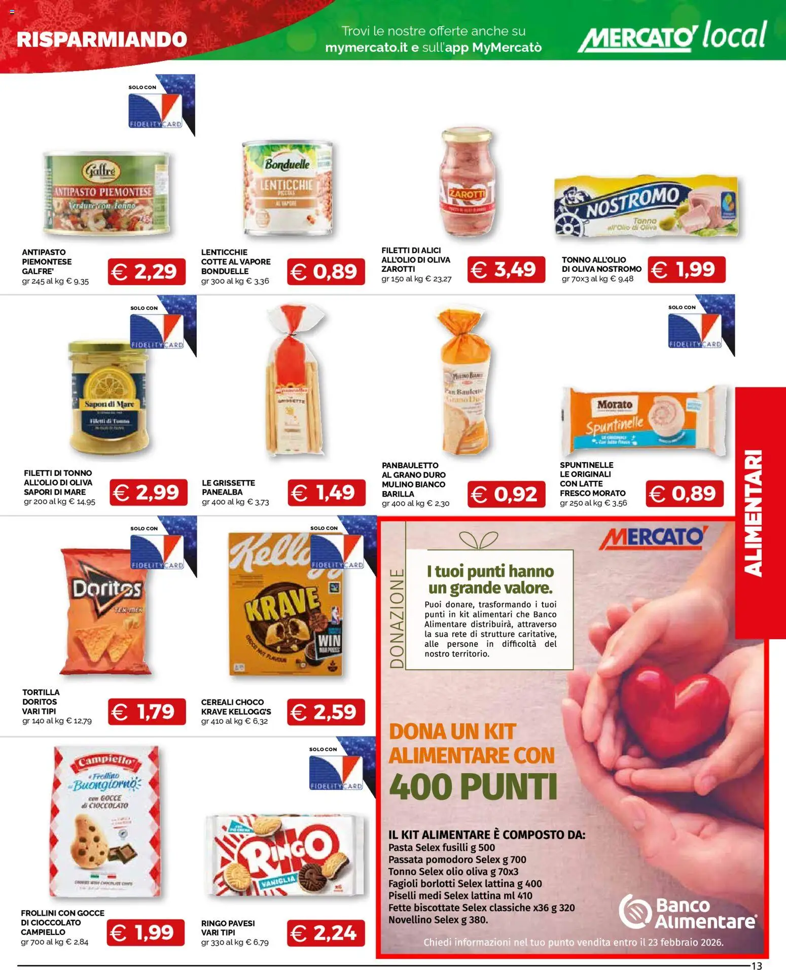 Volantino Mercatò del 09.12.2025 | Pagina: 13 | Prodotti: Fagioli, Pasta, Piselli, Tonno