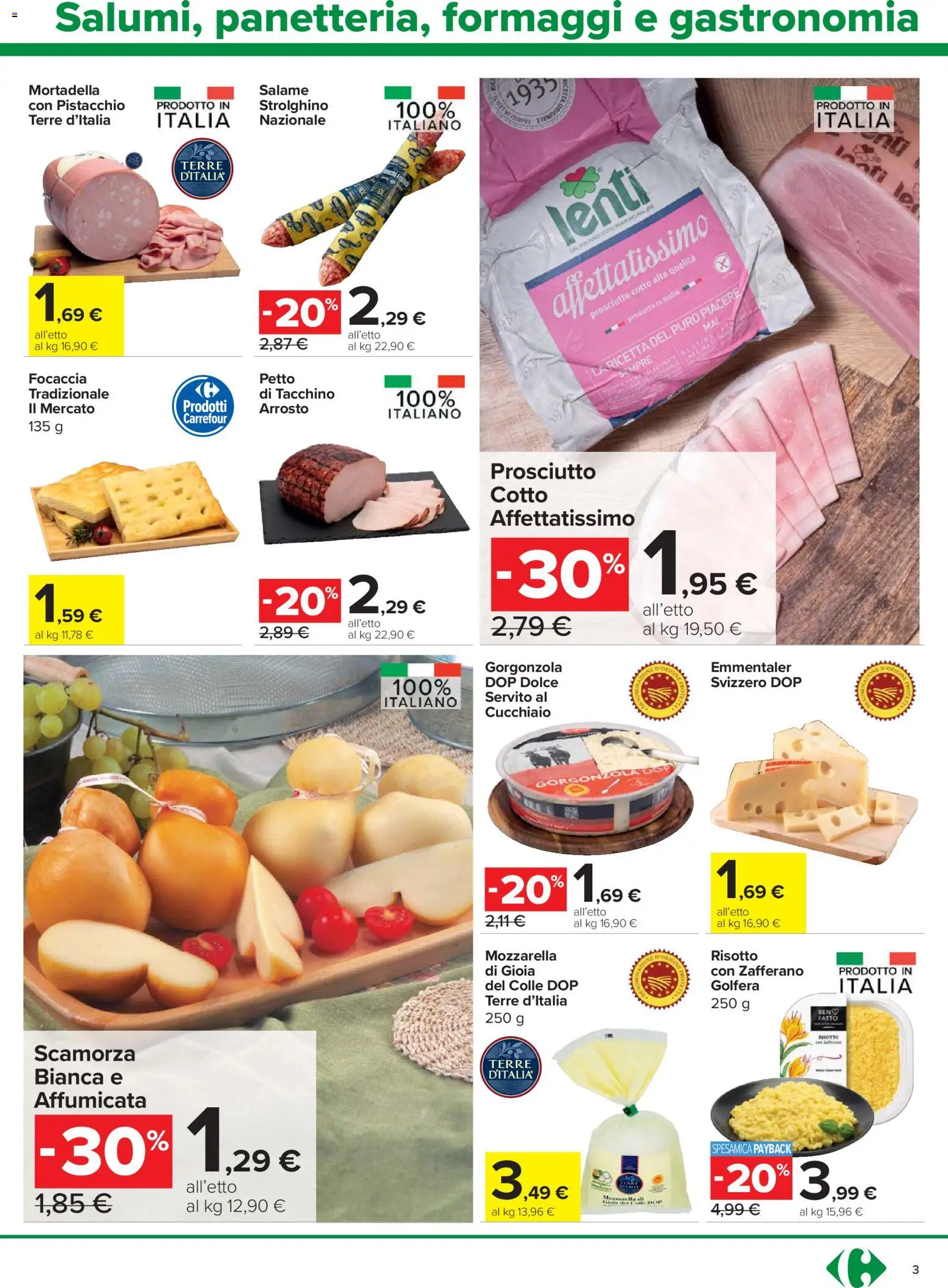 Volantino Carrefour del 06.11.2025 | Pagina: 3 | Prodotti: Arrosto, Prosciutto Cotto, Tacchino, Mozzarella