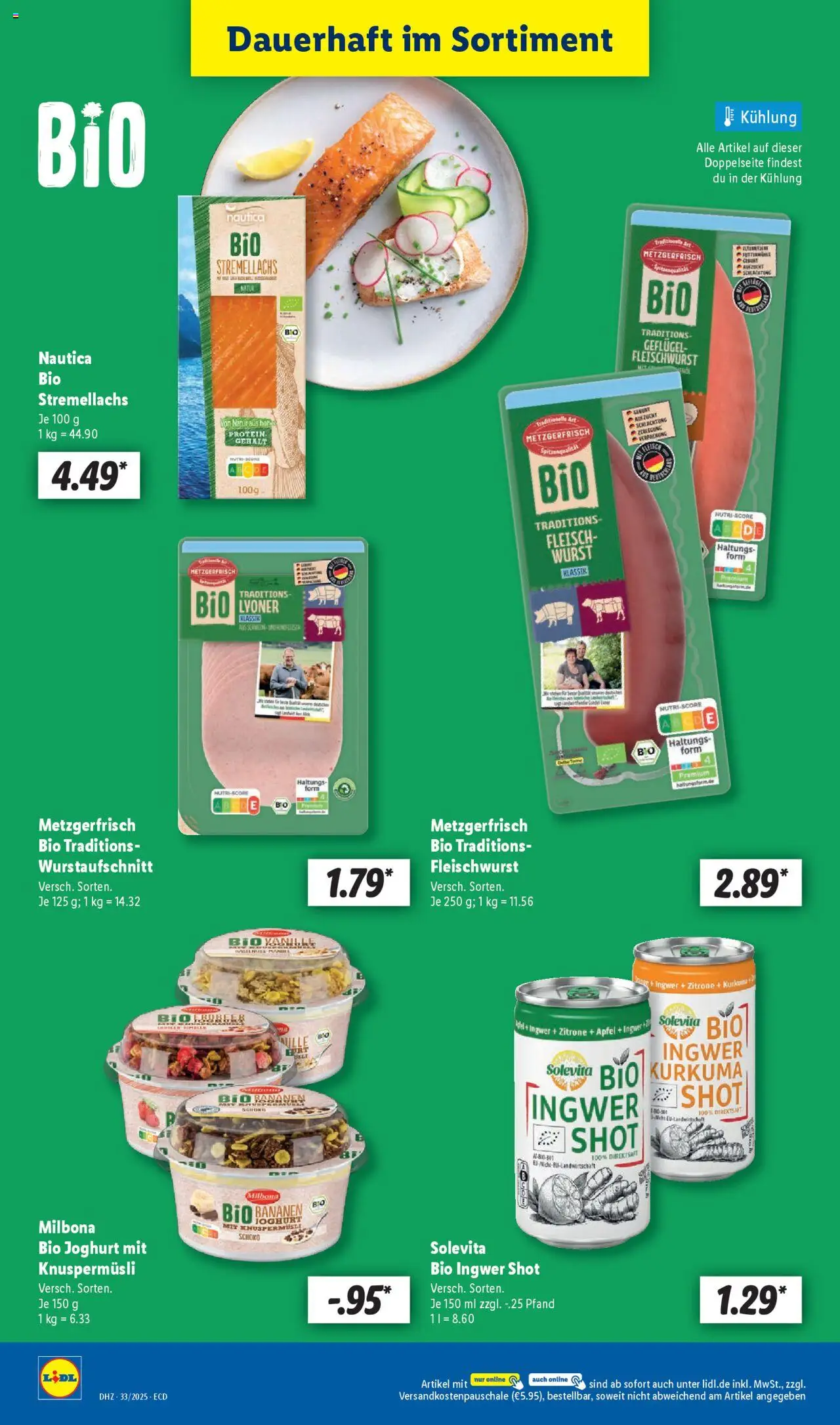 Lidl Prospekt 	 - gültig ab dem 11.08.2025 | Seite: 10 | Produkte: Joghurt, Bananen, Zitrone, Wurst