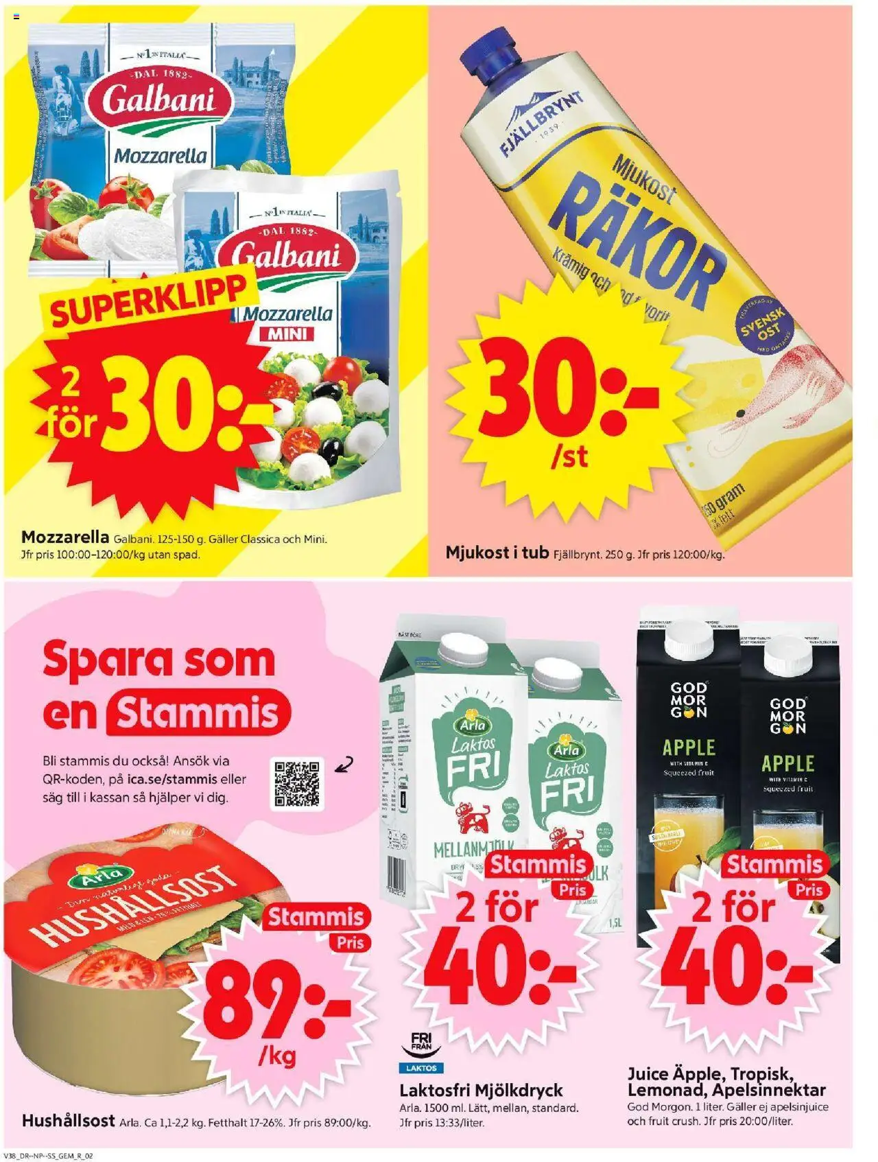 ICA Supermarket reklamblad aktuell från 15.09.2025 | Sida: 2 | Produkter: Galler, Räkor, Juice, Äpple