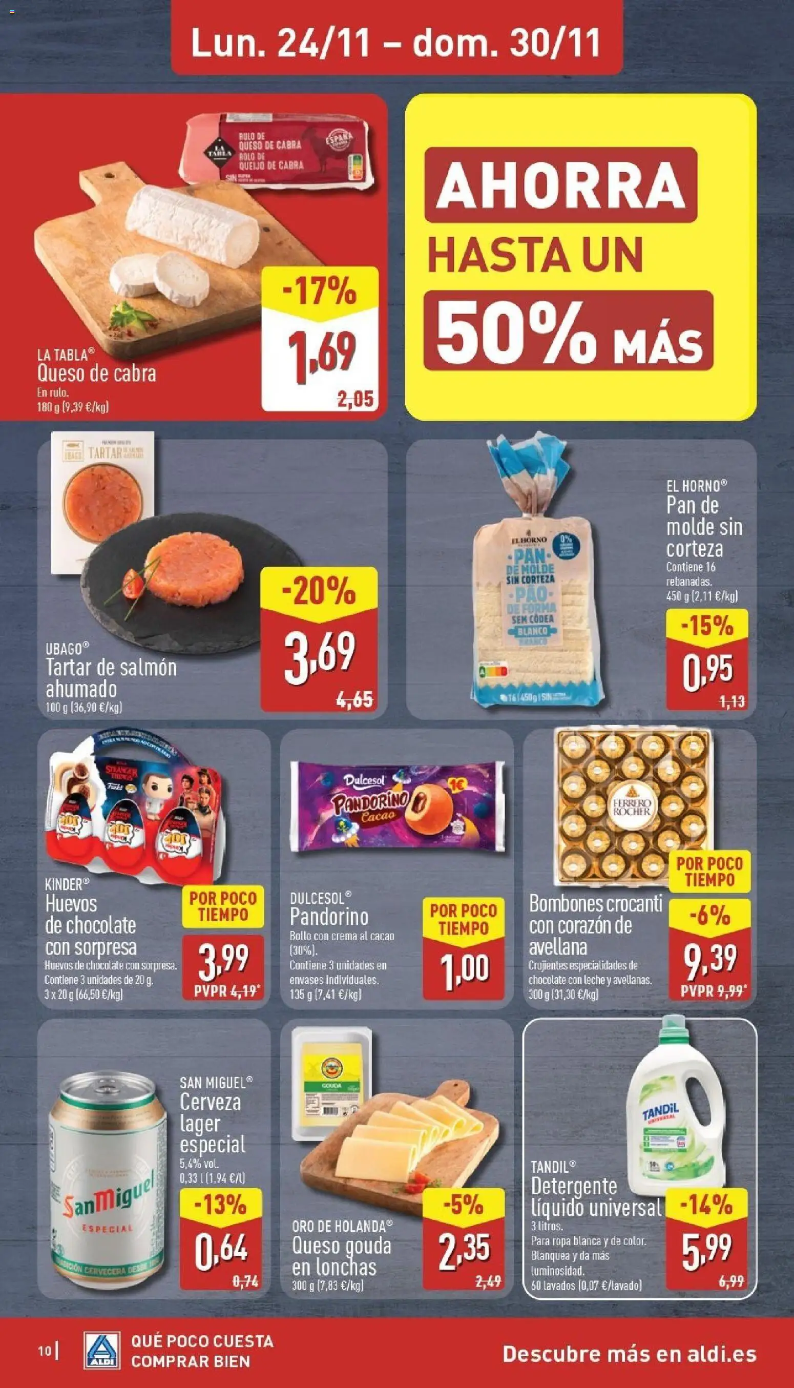 Aldi folleto Canarias │ válido desde el 24.11.2025 | Página: 10 | Productos: Leche, Queso, Chocolate con leche, Salmón ahumado