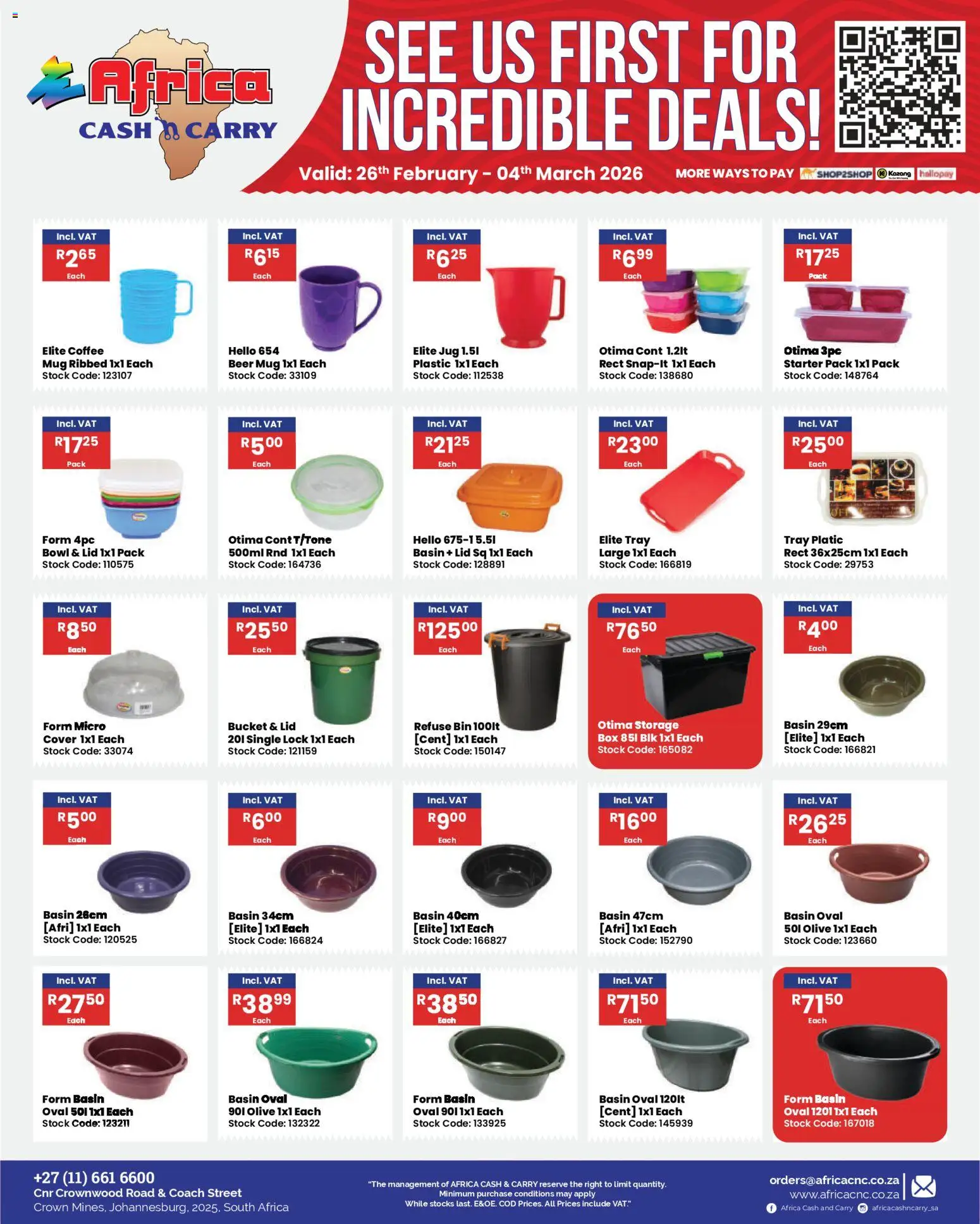 New Africa Cash & Carry catalogue – valid from 26.02.2026 | Page: 30 | Products: Lock, Box, Coffee, Basin