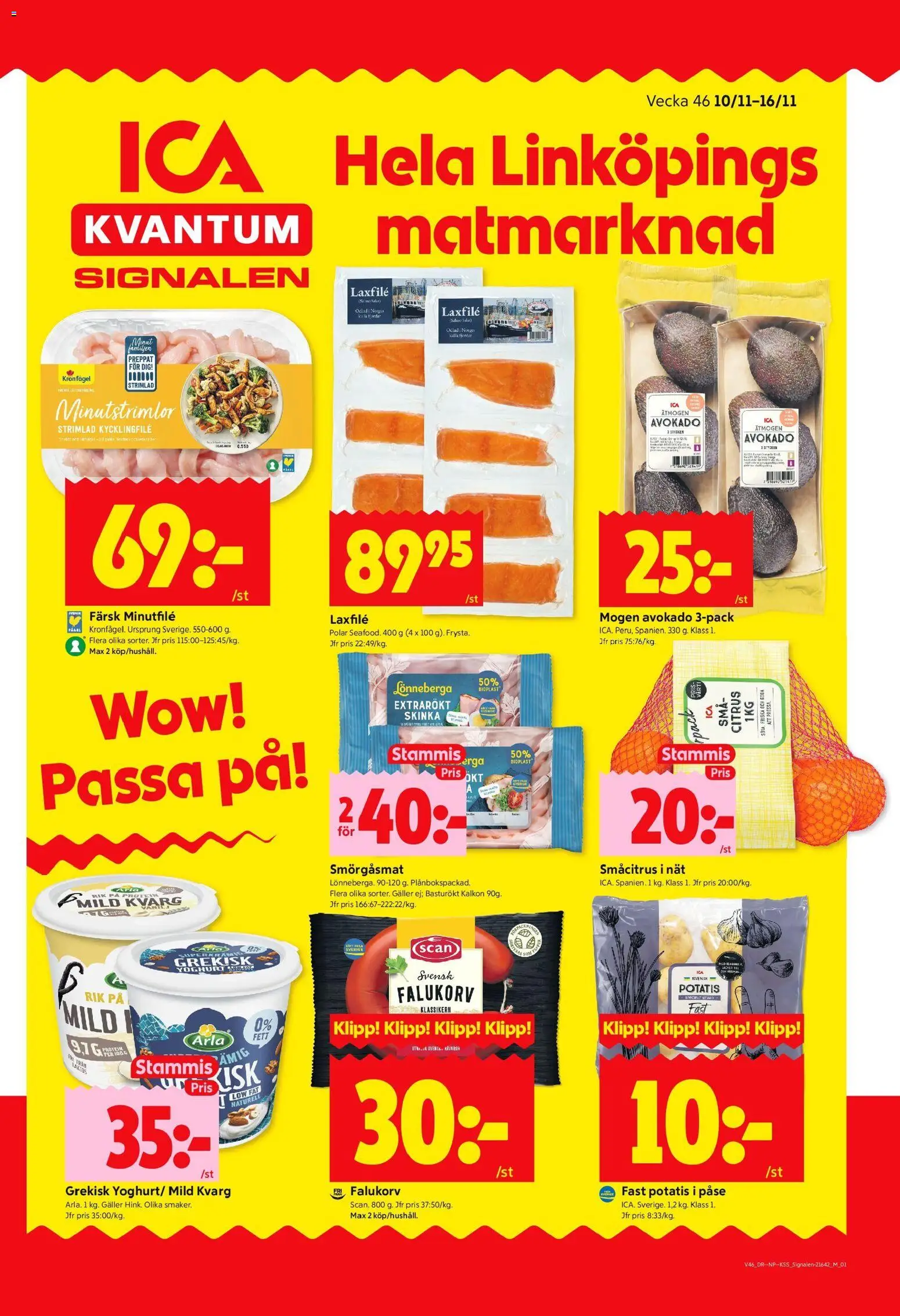 ICA Kvantum reklamblad aktuell från 10.11.2025 | Sida: 1 | Produkter: Galler, Skinka, Kalkon, Pasta