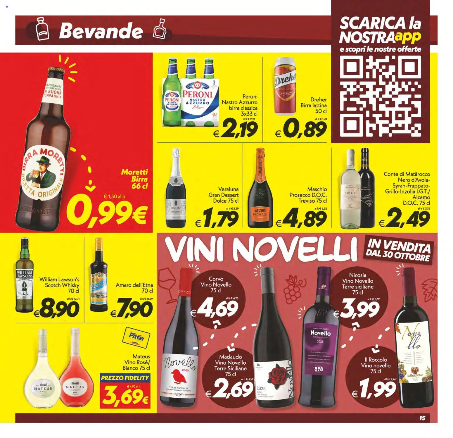 Volantino SuperConveniente del 24.10.2025 | Pagina: 15 | Prodotti: Birra, Prosecco, Vino, The