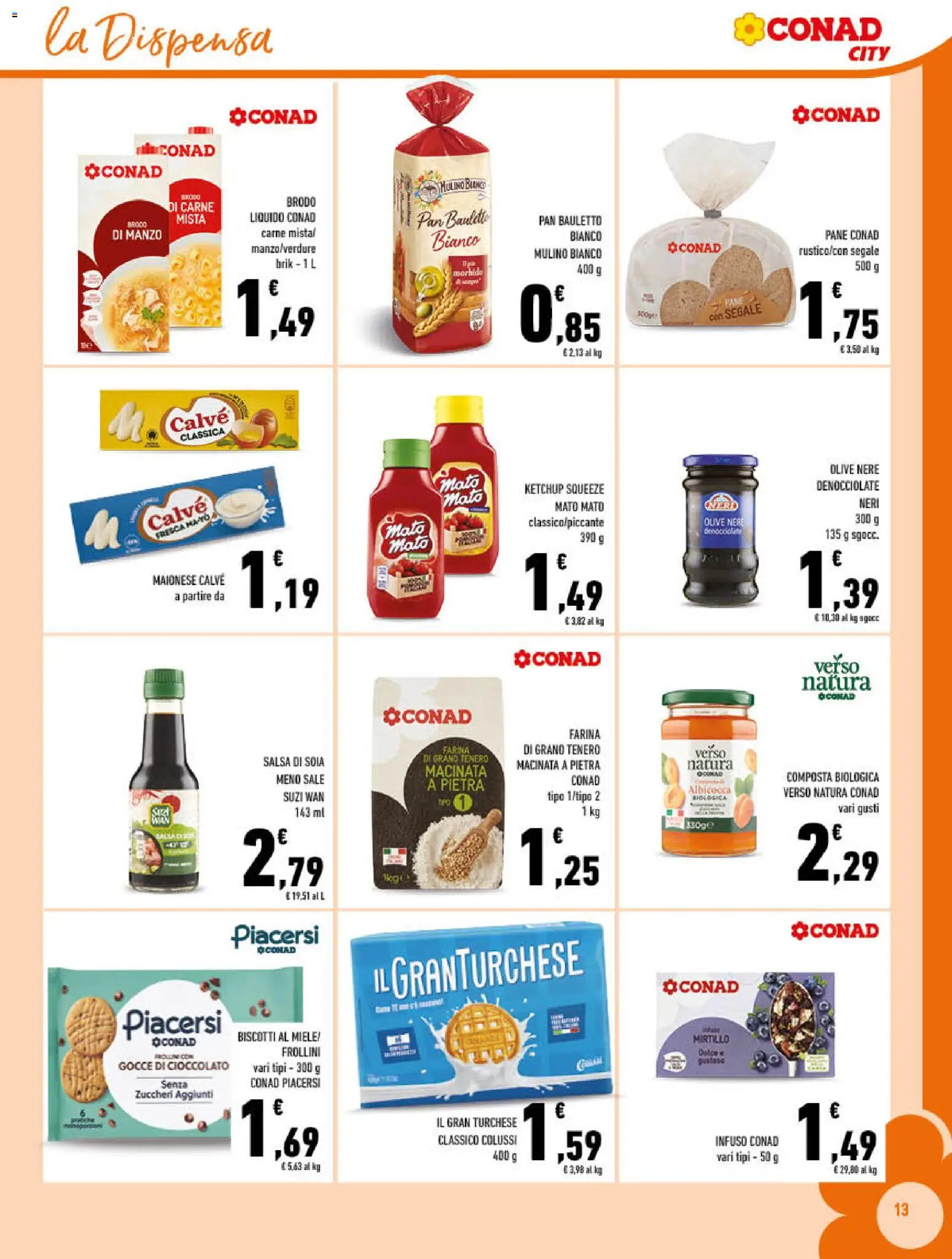 Volantino Conad del 14.01.2026 | Pagina: 13 | Prodotti: Ketchup, Sale, Miele, Frollini