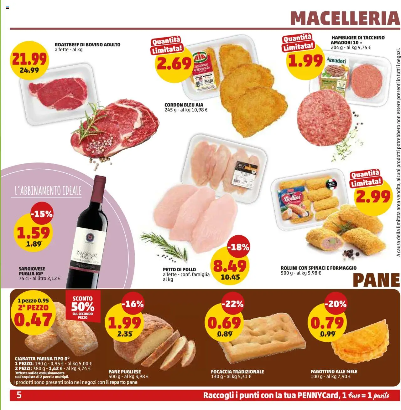 Volantino PENNY del 14.08.2025 | Pagina: 5 | Prodotti: Pollo, Mele, Formaggio, Spinaci