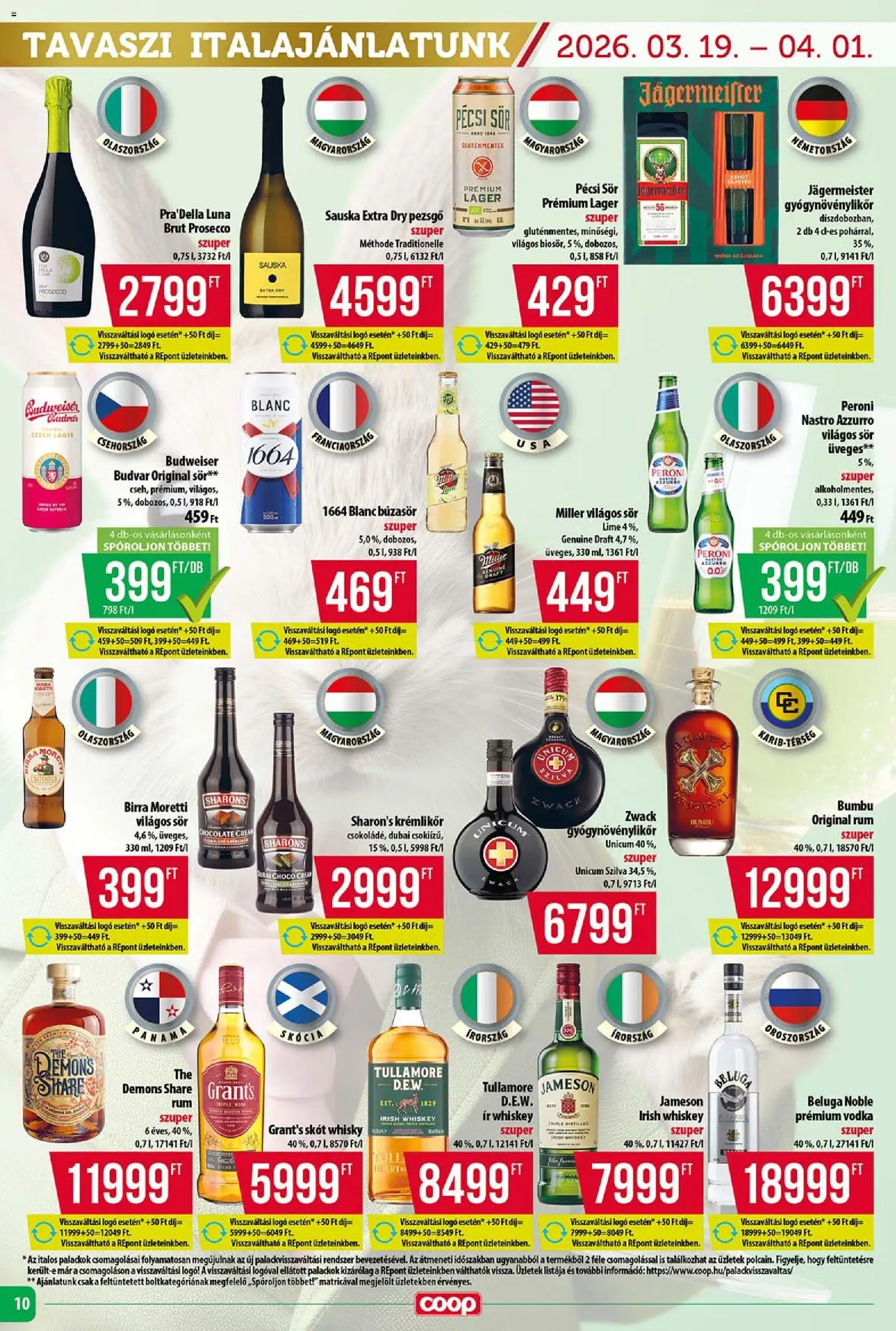 COOP Szolnok akciós ujság - amely érvényes a következő dátumtól: 19.03.2026 | Oldal: 10 | Termékek: Lime, Whiskey, Búzasör, Irish whiskey