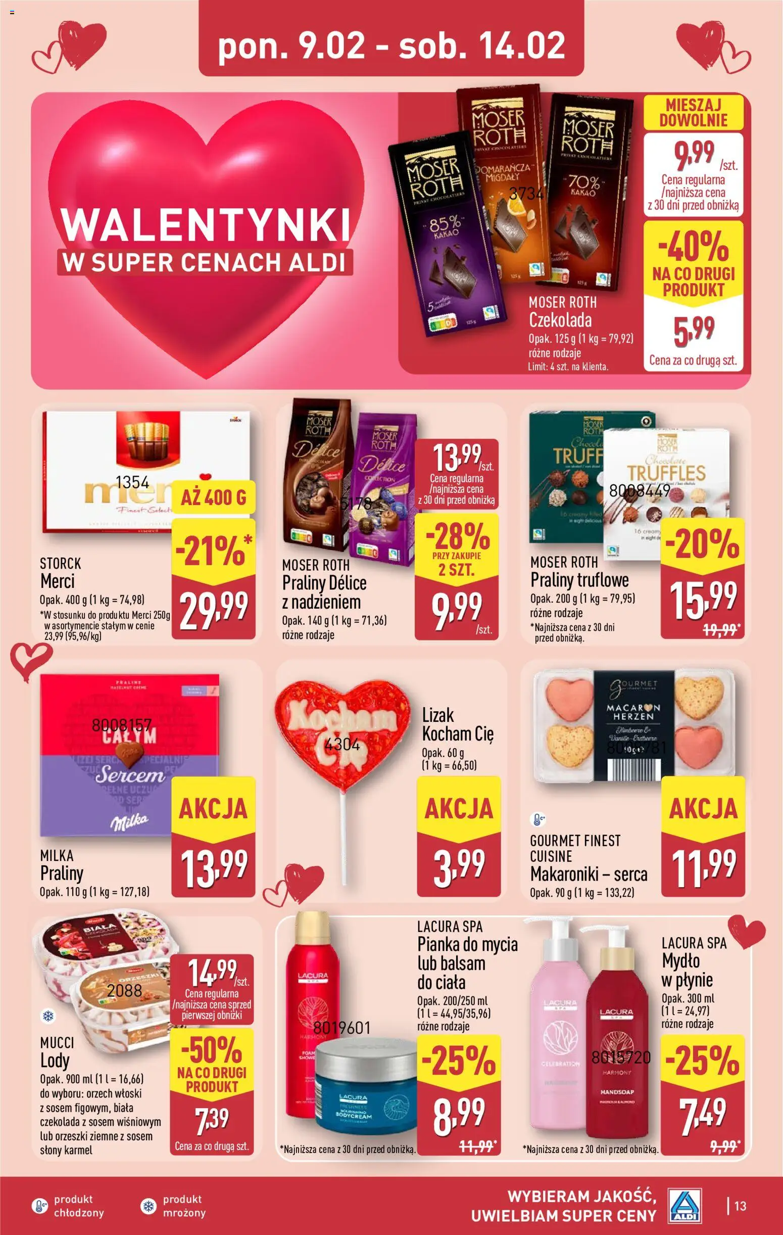 Aldi Gazetka - Okazje na weekend od 12.02.2026 | Strona: 13 | Produkty: Kakao, Praliny, Milka, Orzeszki ziemne