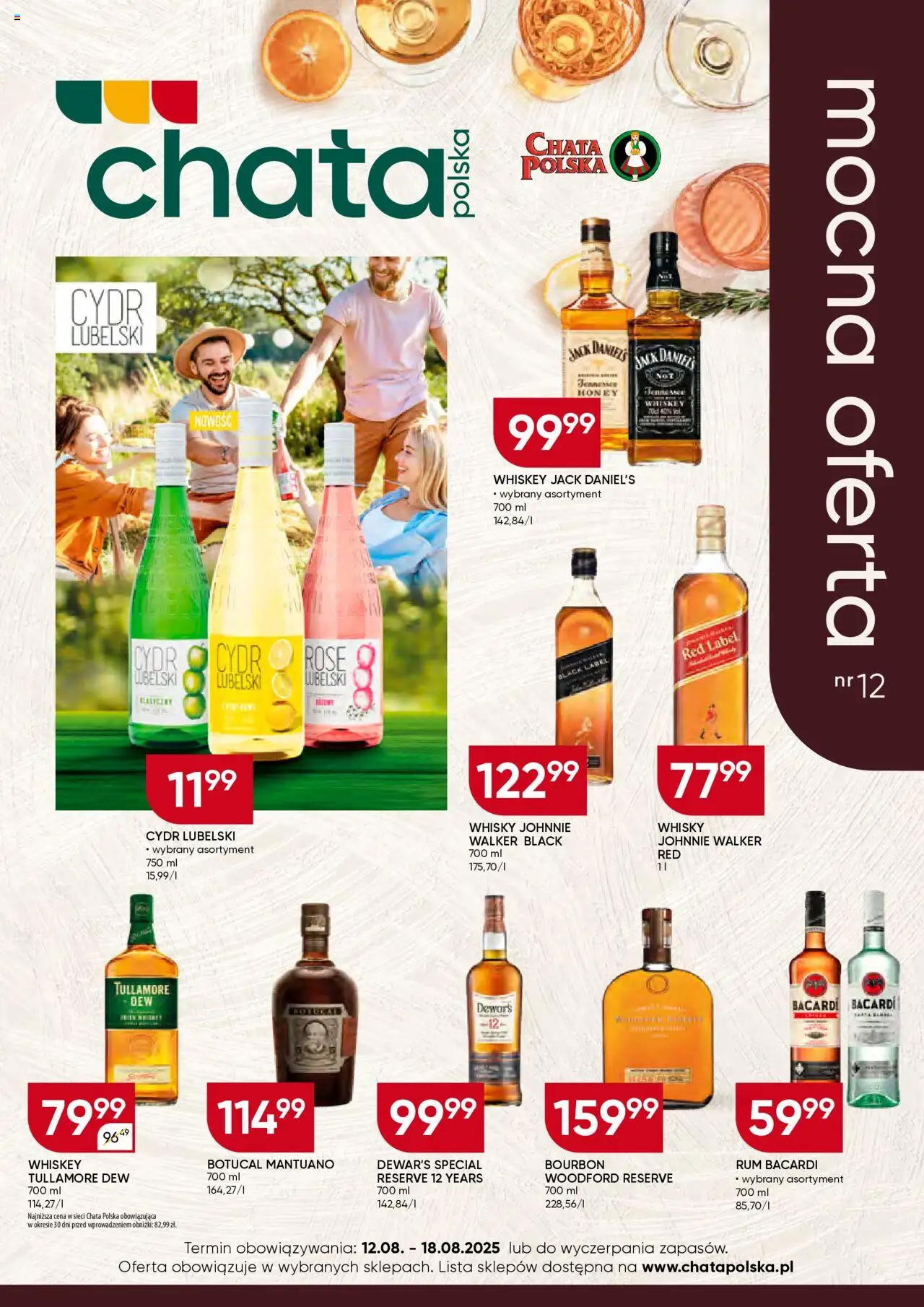 Chata Polska Gazetka - Mocna Oferta od 12.08.2025 | Strona: 1 | Produkty: Cydr, Jack Daniel's Honey, Black Label, Rum