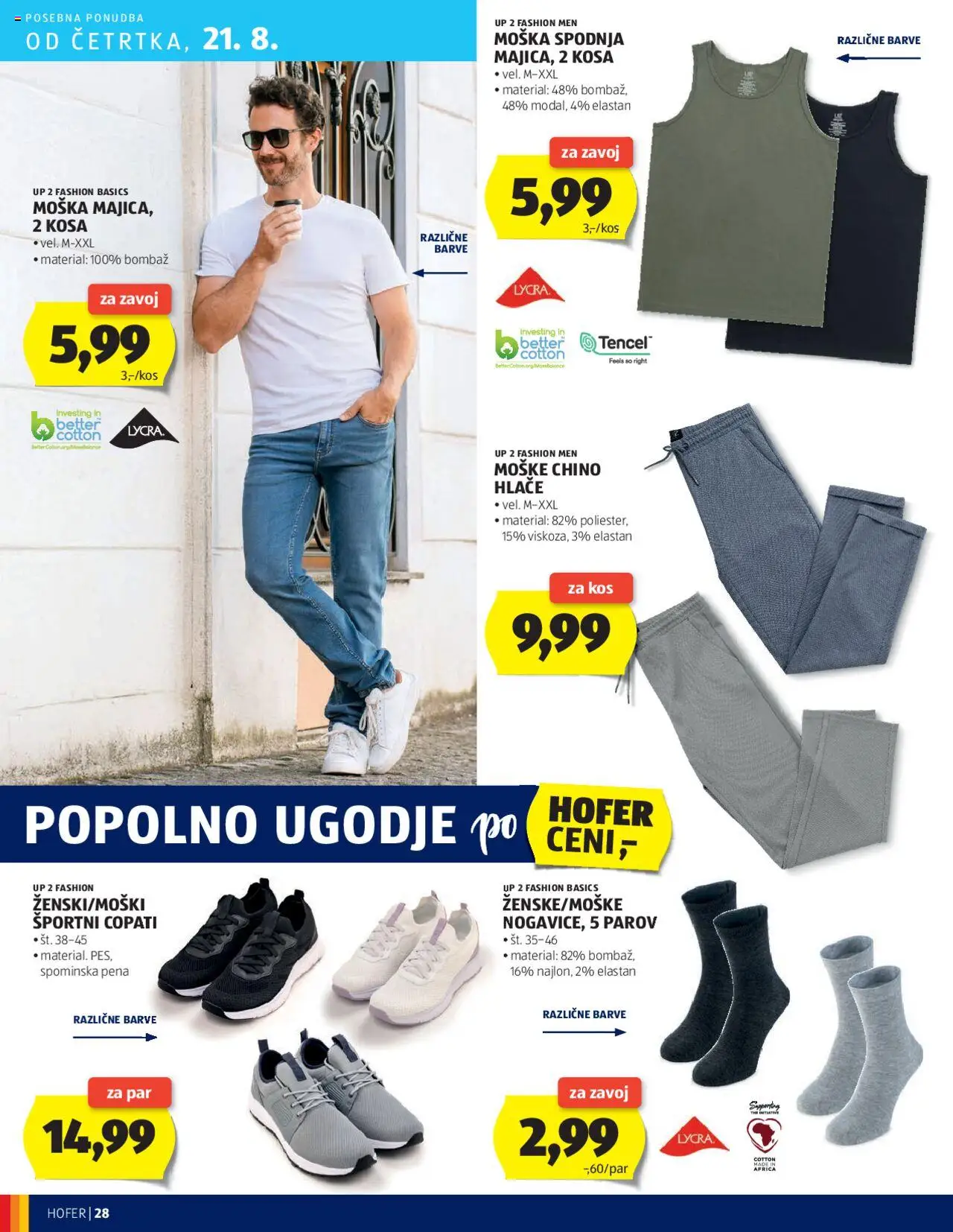 Hofer katalog │ velja od 14.08.2025 | Stran: 28 | Izdelki: Kos, Hlace, Copati