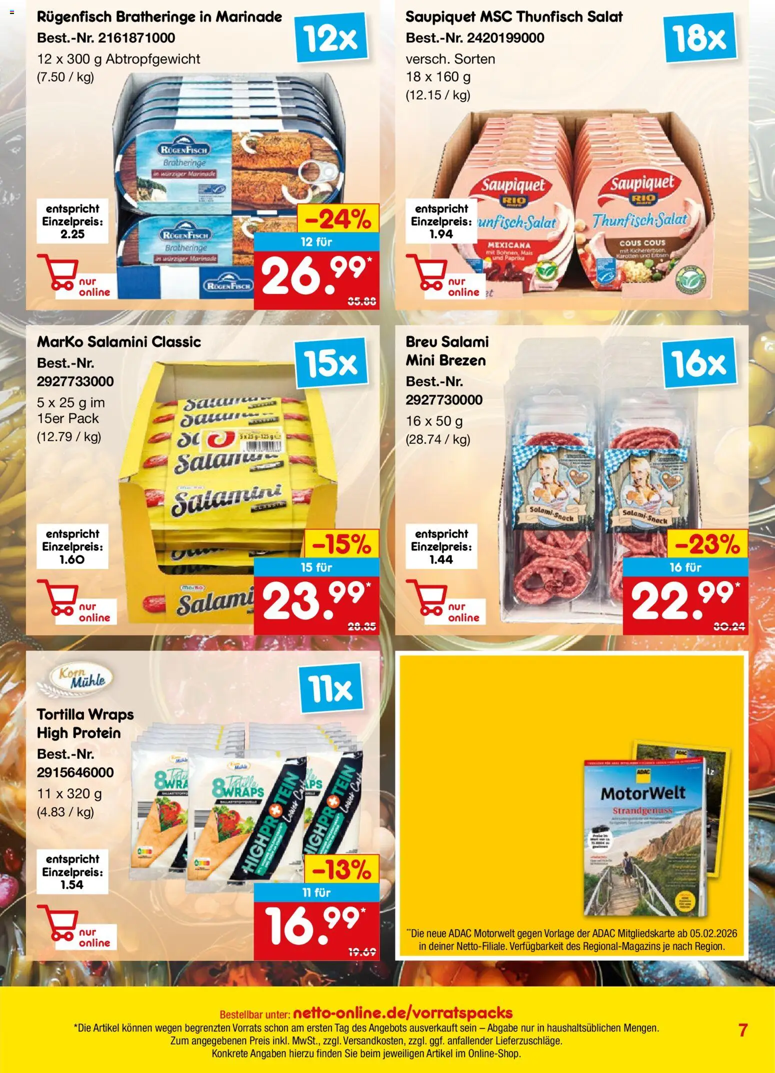 Netto Marken-Discount Online-Sonderangebote – gültig ab 01.02.2026 | Seite: 7 | Produkte: Mühle, Paprika, Salami, Salat