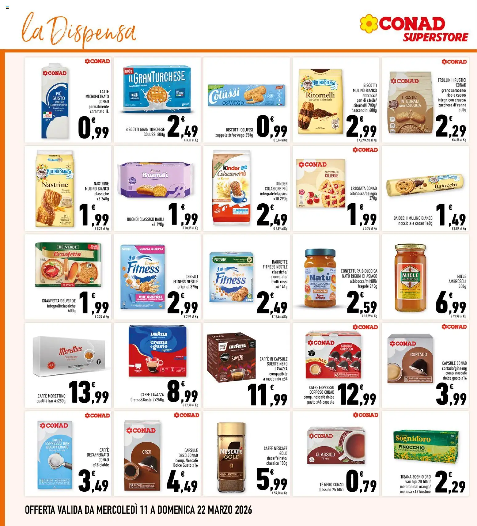 Volantino Conad del 11.03.2026 | Pagina: 20 | Prodotti: Crackers, Caffe in capsule, Cacao, Lavazza