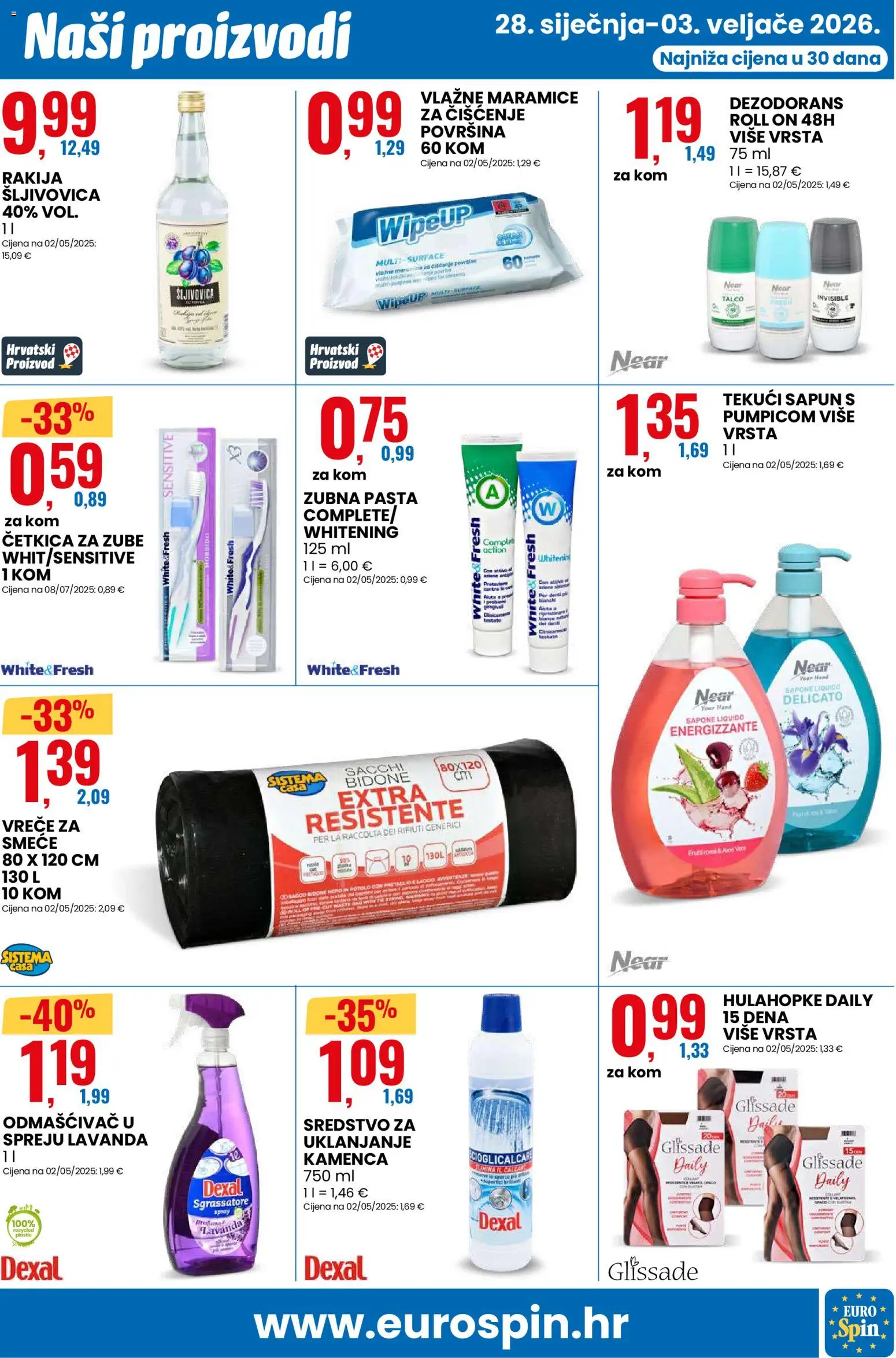 Eurospin katalog | vrijedi od 28.01.2026 | Stranica: 11 | Proizvodi: Šljivovica, Sapun, Četkica za zube, Pasta