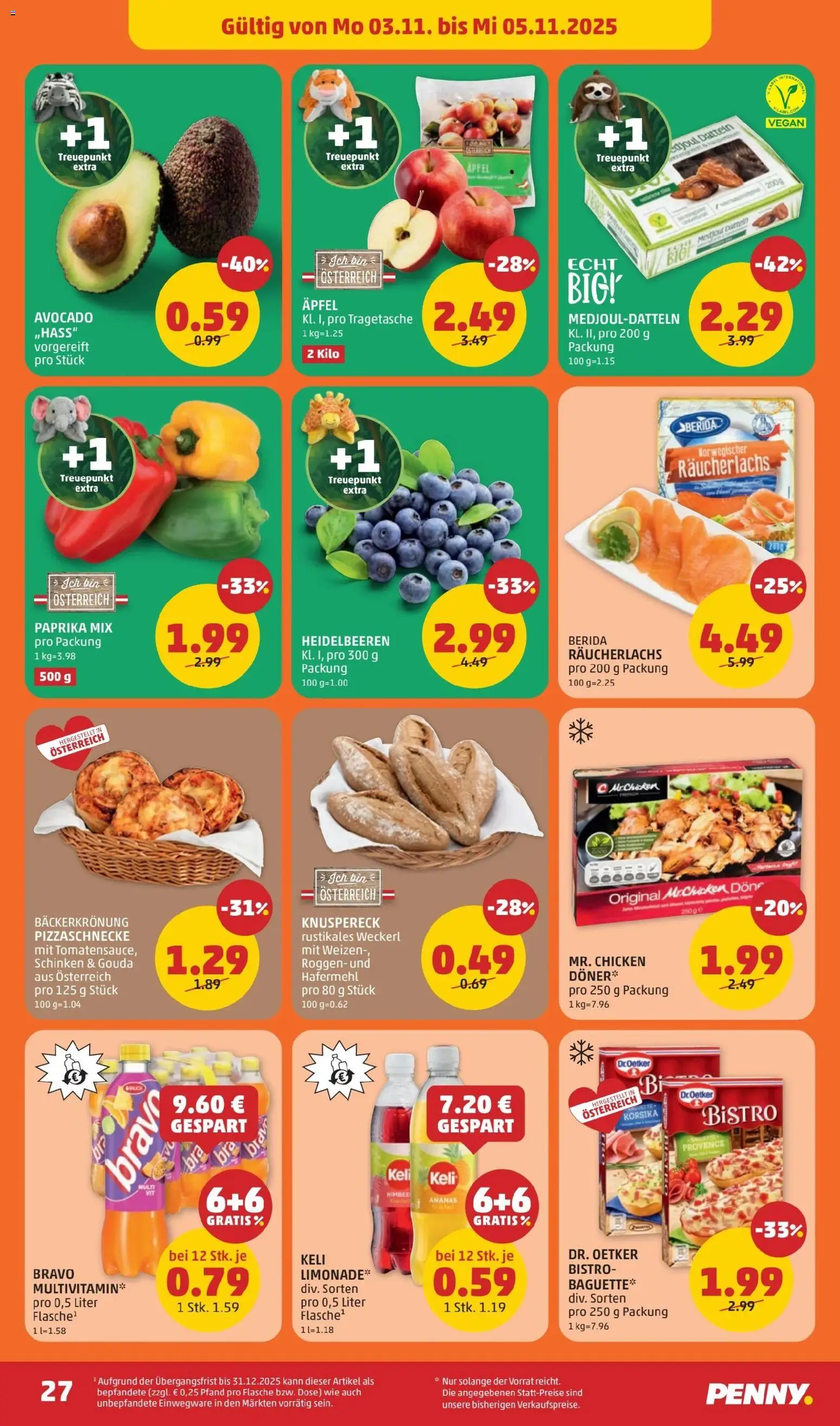 Penny Markt Flugblatt gültig ab 30.10.2025 | Seite: 27 | Produkte: Avocado, Schinken, Äpfel, Ananas
