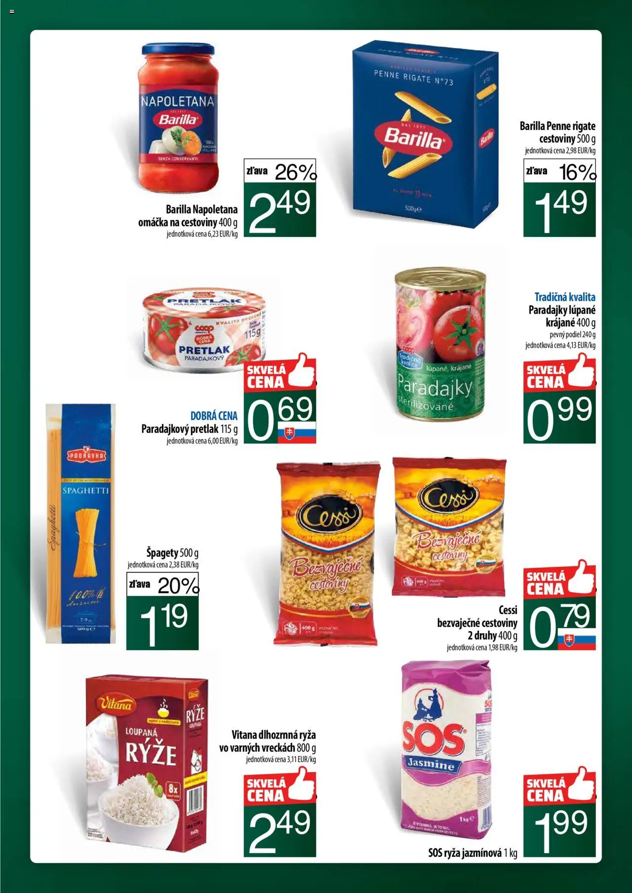 Nové COOP Jednota akcie – leták je platný od 11.09.2025 | Strana: 33 | Produkty: Ryža, Cestoviny, Omáčka, Špagety