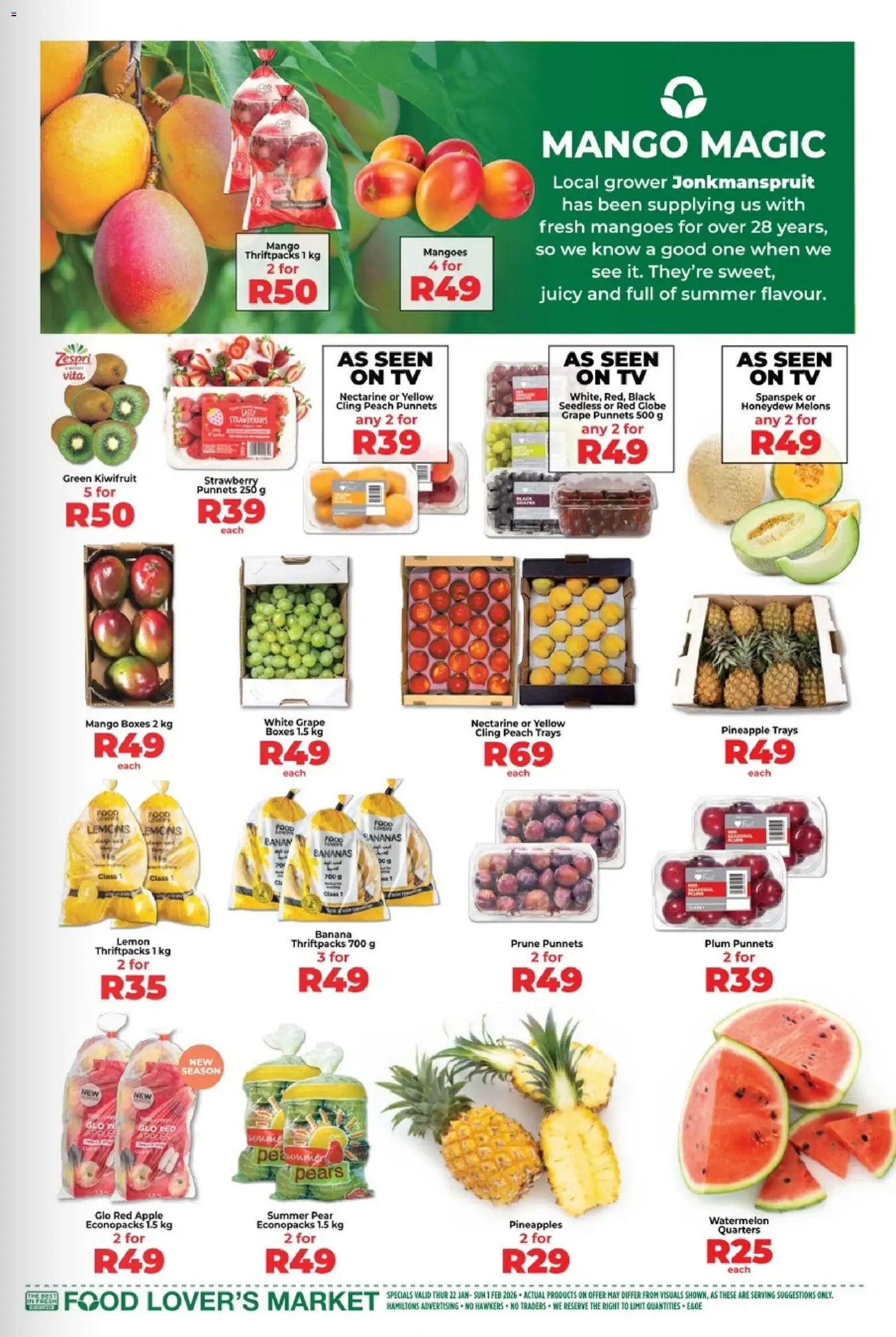 New Food Lover's Market catalogue – valid from 22.01.2026 | Page: 3 | Products: Pears, Globe, Lemon, Mango