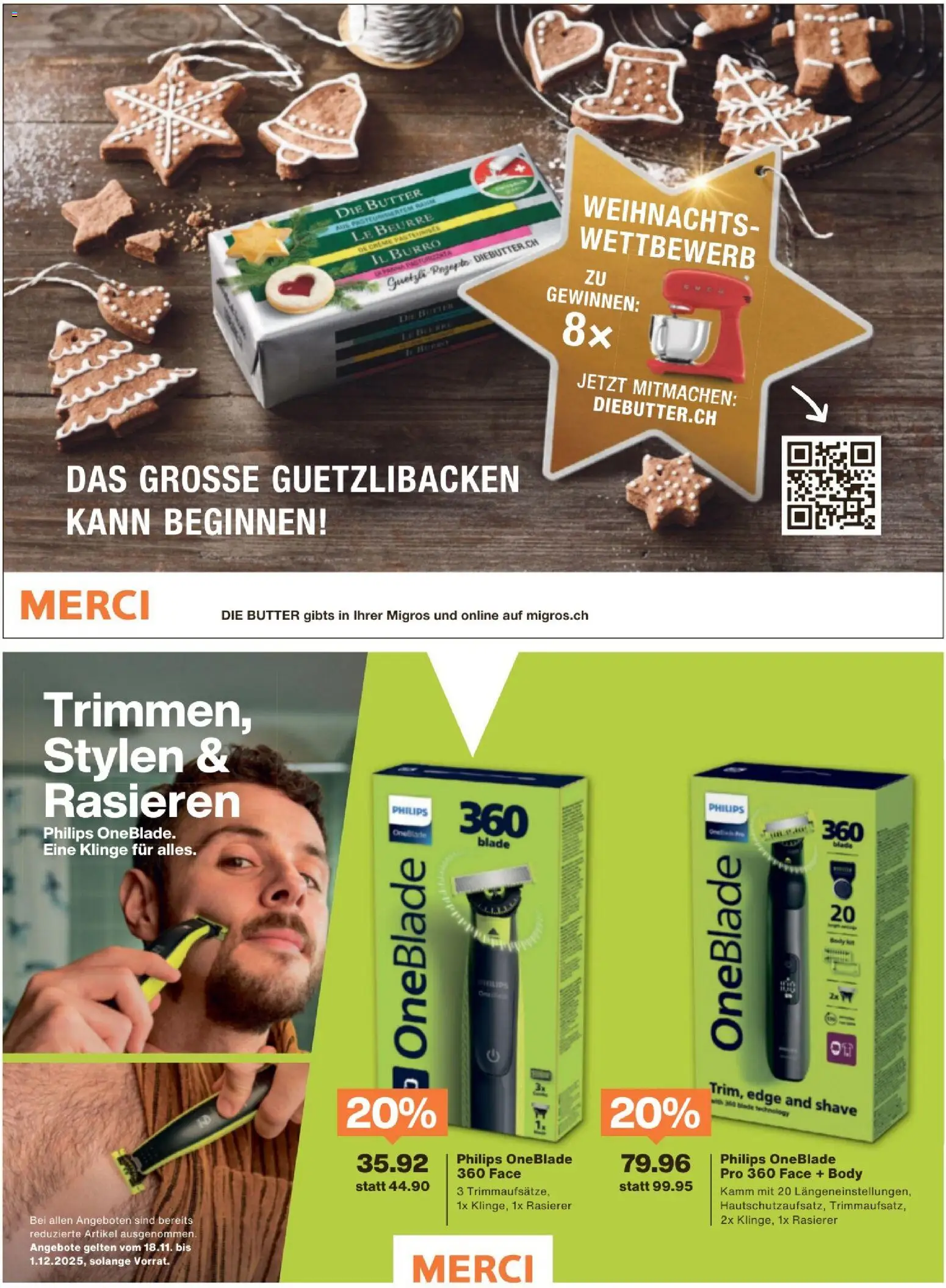 Migros Magazin – gültig ab 17.11.2025 | Seite: 68 | Produkte: Butter, Rasierer, Creme, Philips