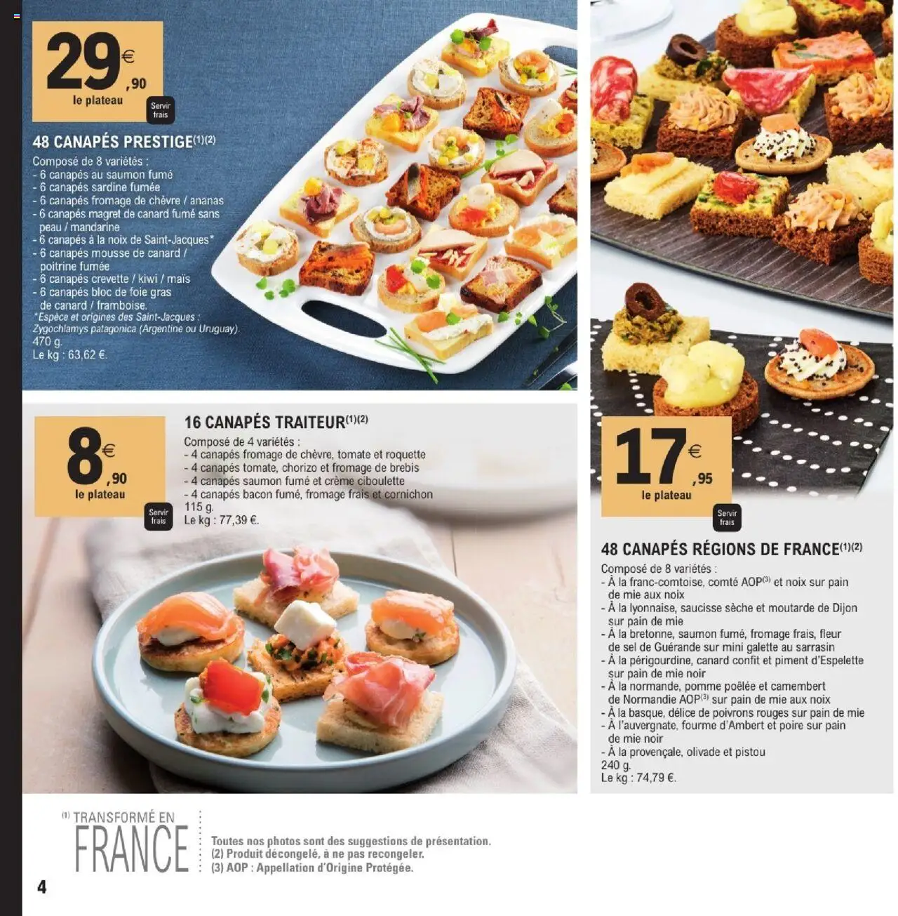  | Page: 4 | Produits: Saumon fumé, Fromage de chèvre, Pain, Moutarde