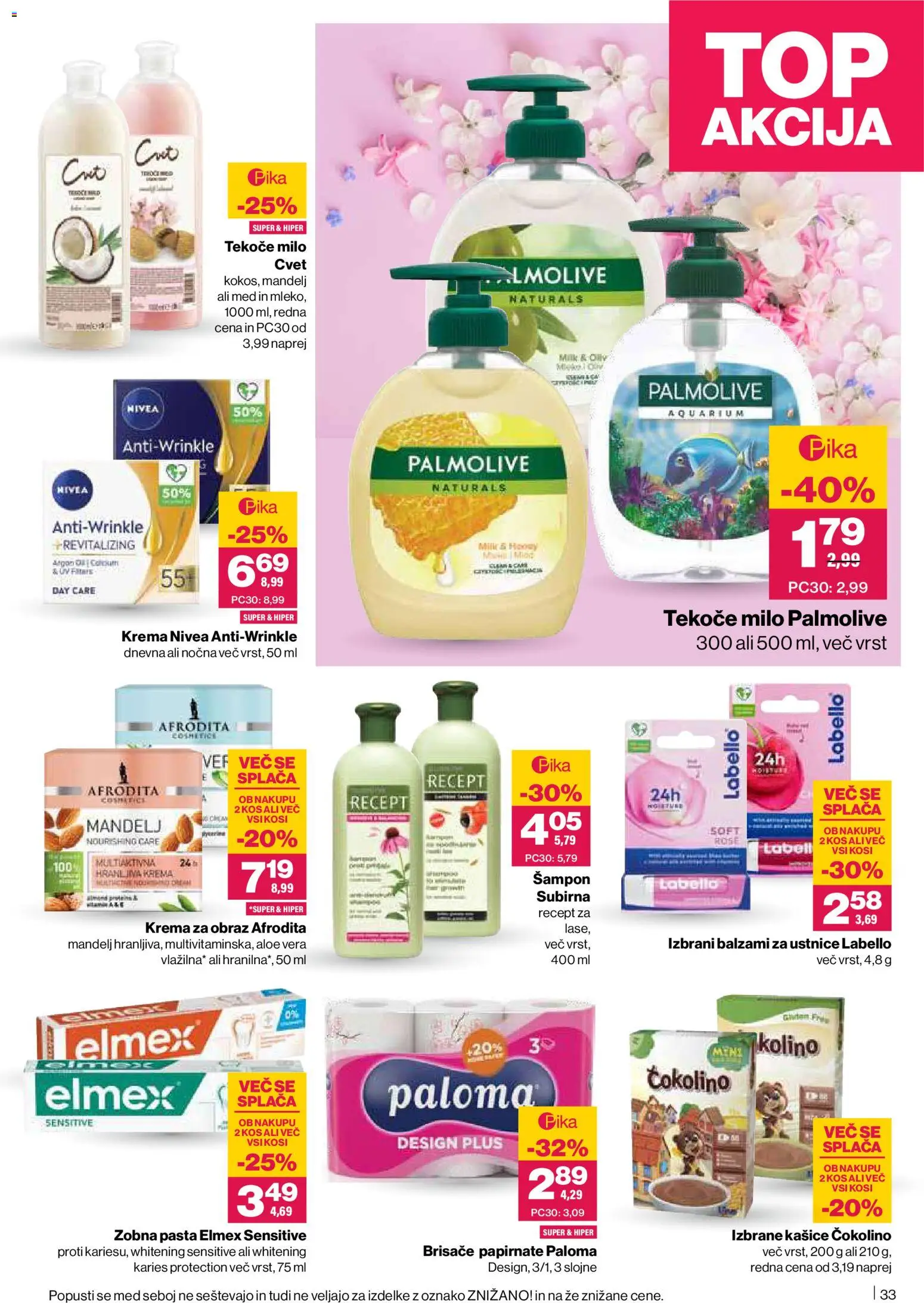 Novi Mercator katalog ponudbe – veljaven od 26.02.2026 | Stran: 33 | Izdelki: Kos, Čokolino, Krema, Krema za obraz