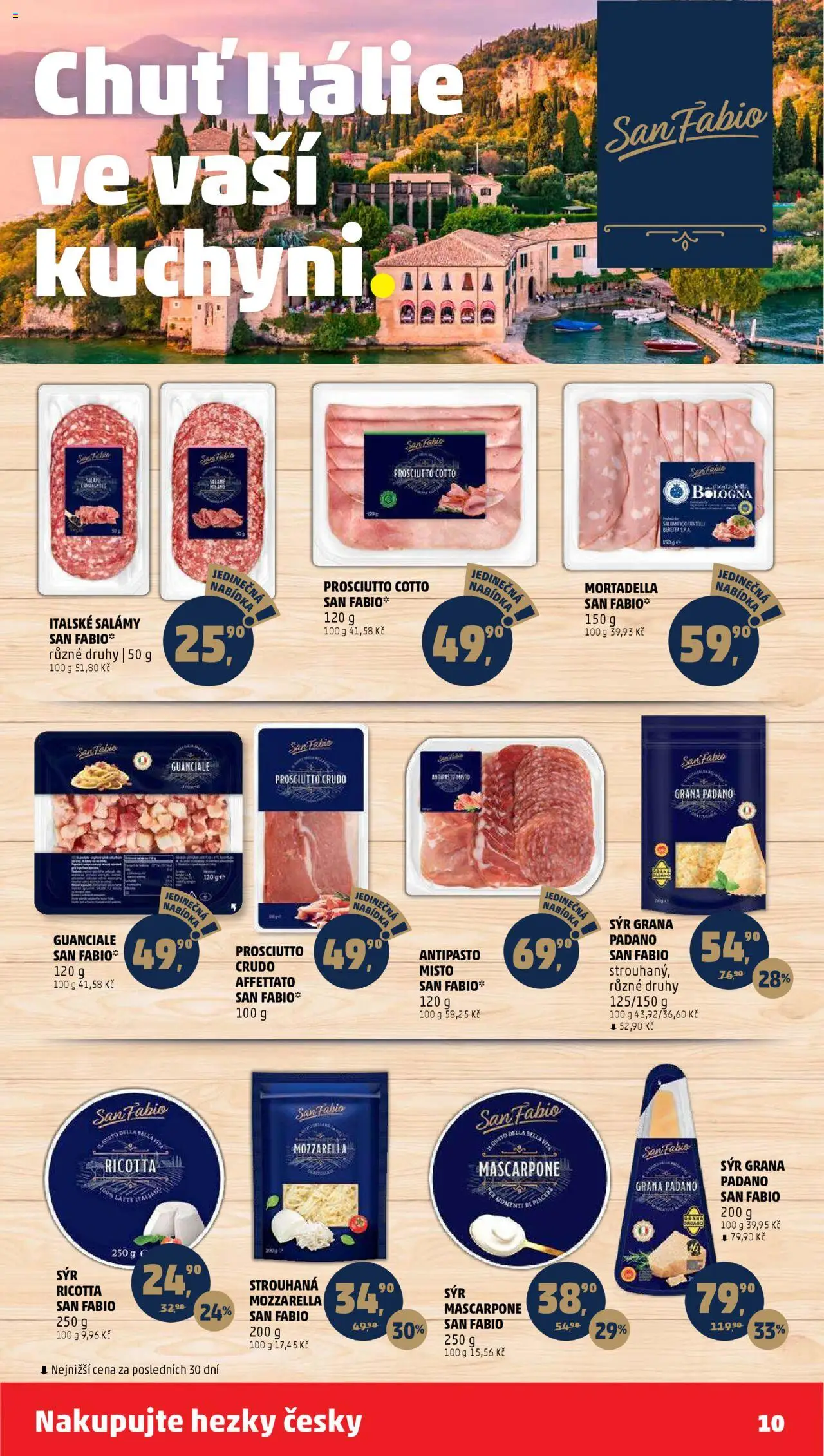 Penny Market leták - Čtvrtečník od 02.10.2025 | Strana: 10 | Produkty: Prosciutto, Mortadella, Mascarpone, Mozzarella