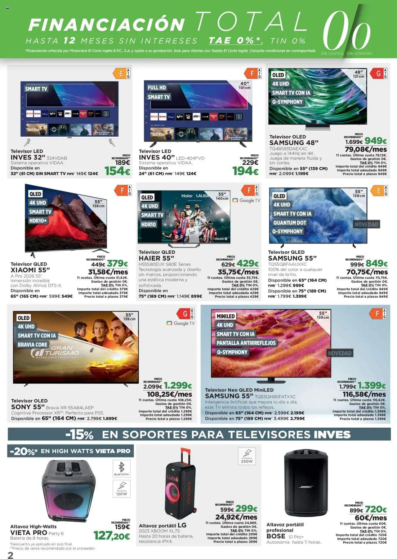 El Corte Inglés ofertas │ válido desde el 16.06.2025 | Página: 2 | Productos: Televisor, Juega, Altavoz, Batería