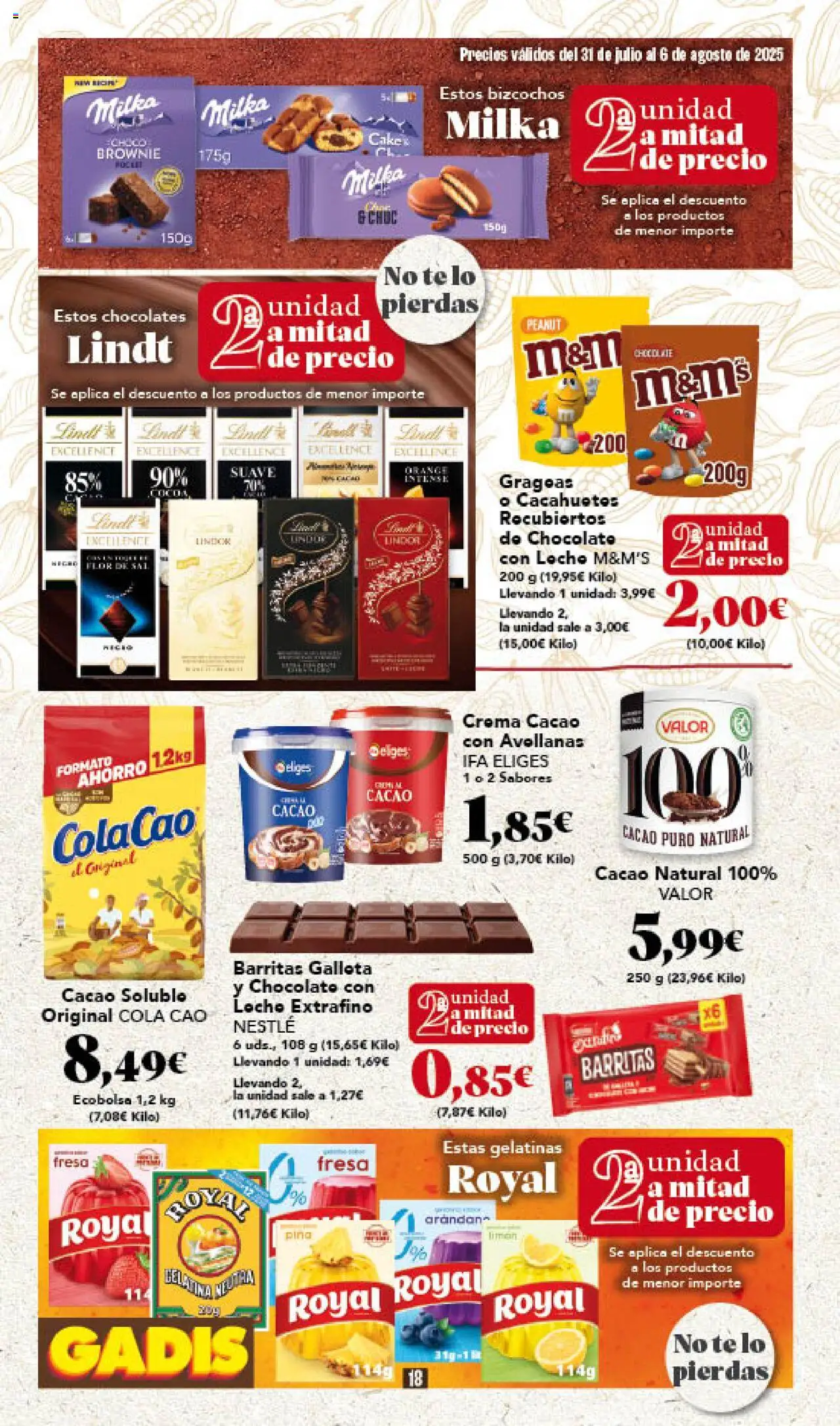 Gadis folleto │ válido desde el 31.07.2025 | Página: 18 | Productos: Chocolate, Κεραία, Crema, Cacao soluble