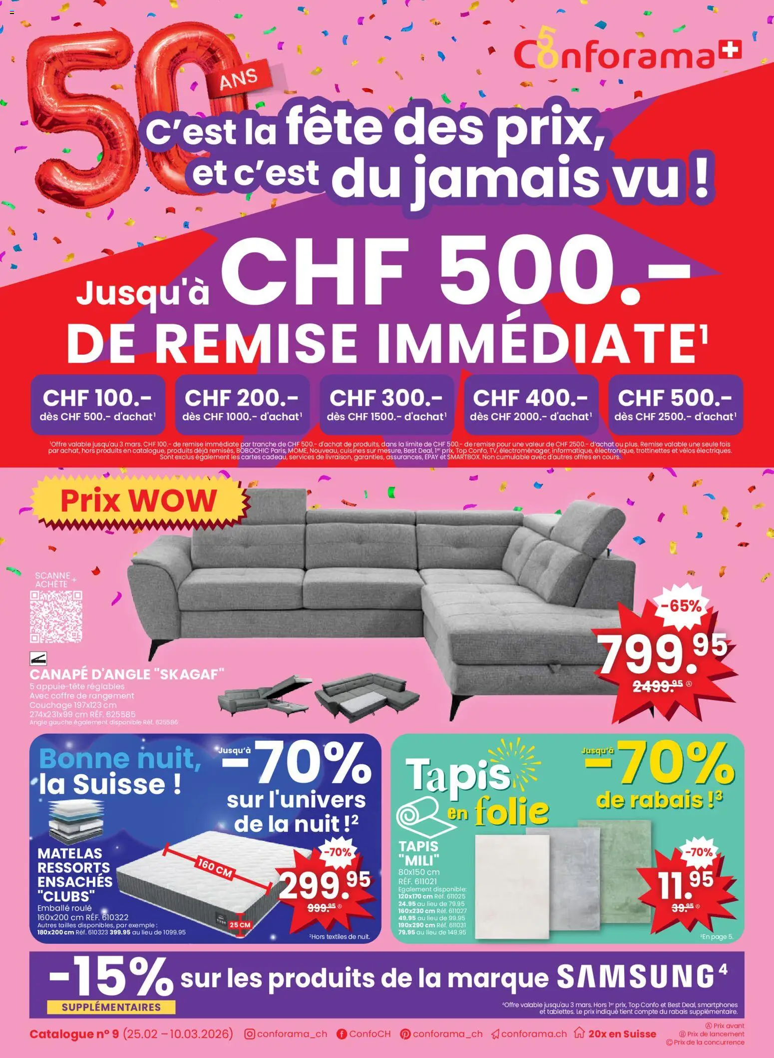 Conforama Aktionen FR – gültig ab 25.02.2026 | Seite: 1 | Produkte: Top, Samsung