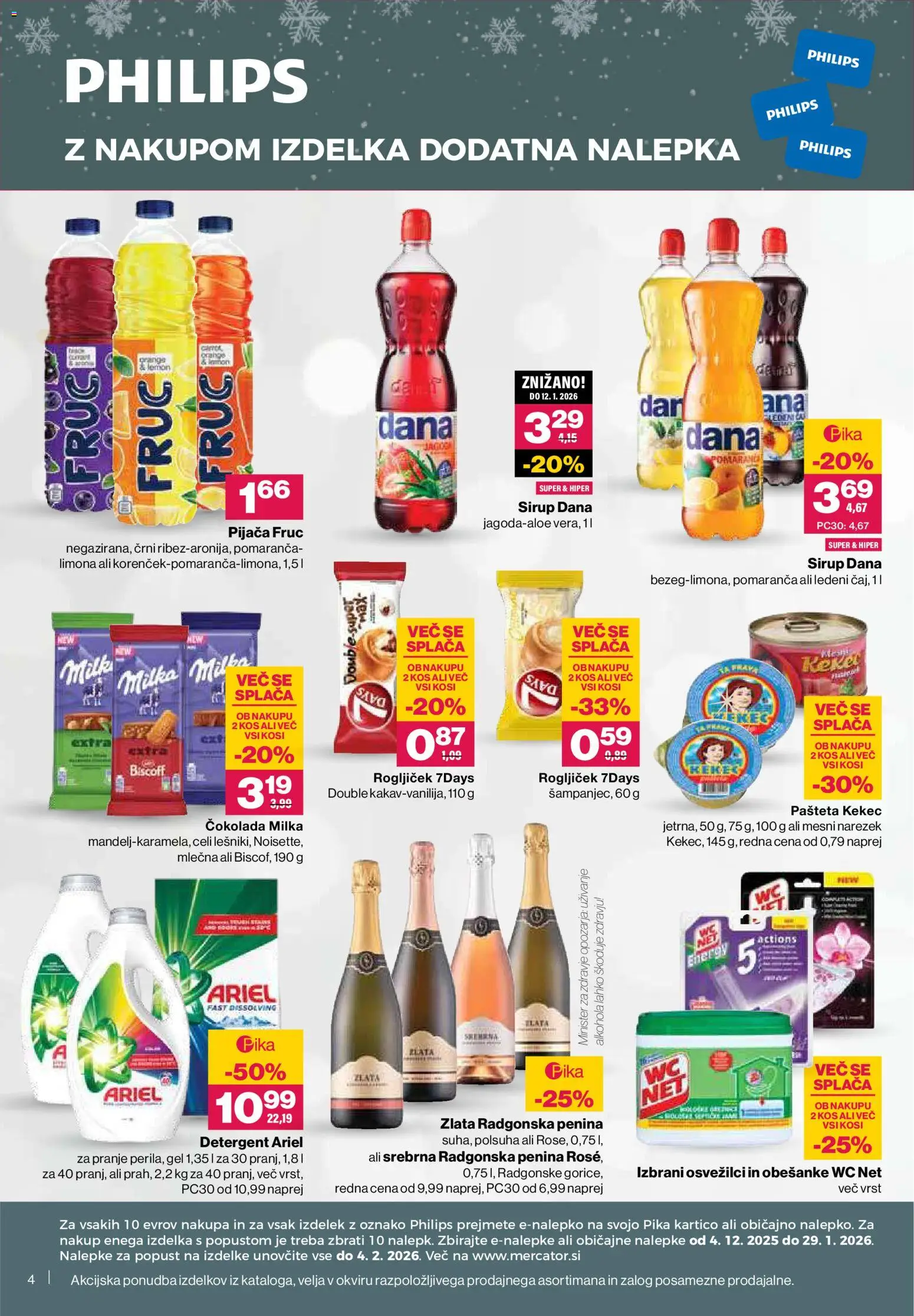 Novi Mercator katalog ponudbe – veljaven od 04.12.2025 | Stran: 4 | Izdelki: Pašteta, Narezek, Cokolada, Detergent