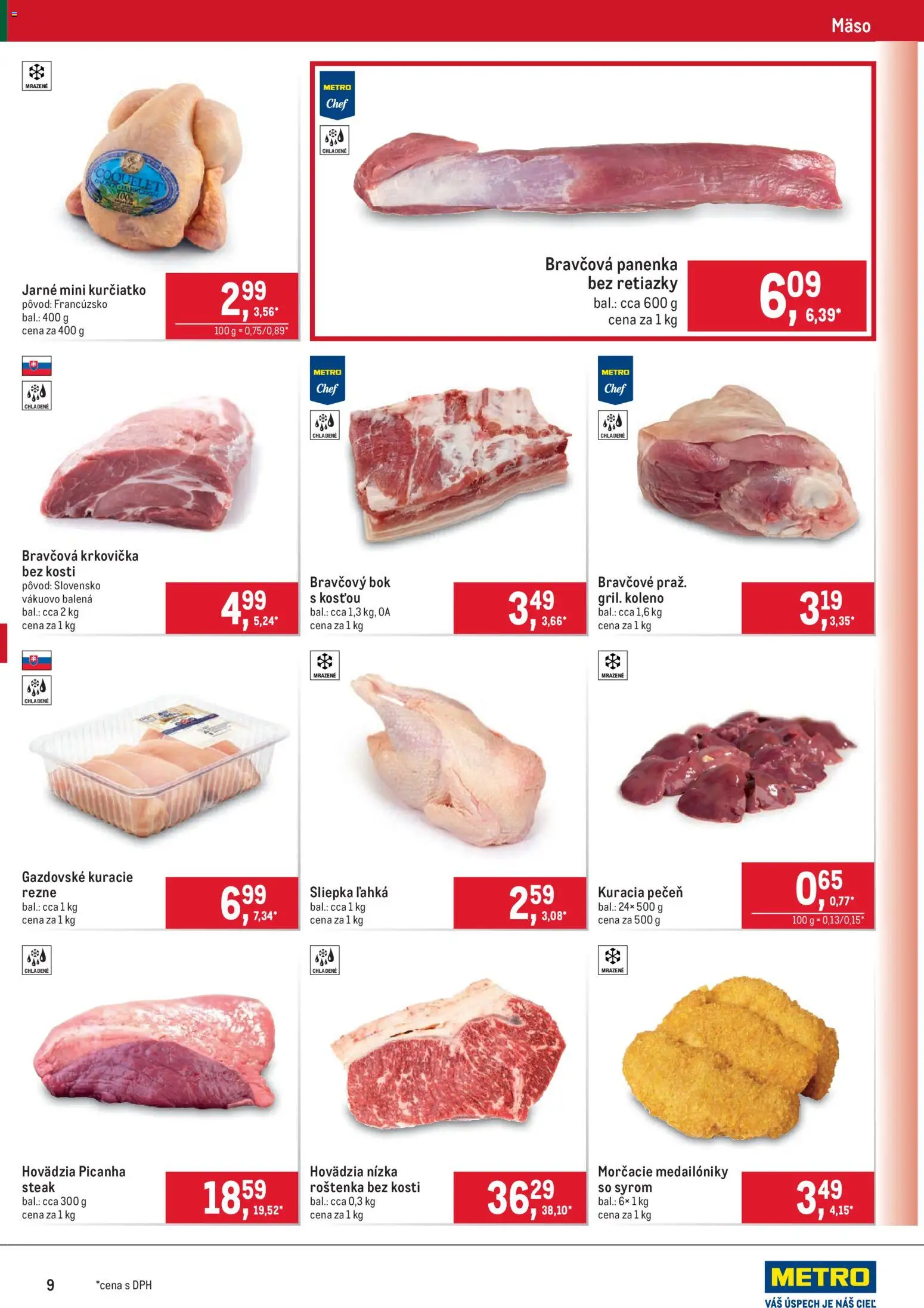 Nové Metro akcie – leták je platný od 11.03.2026 | Strana: 9 | Produkty: Bravčová krkovička, Bravčová panenka, Krkovička, Steak