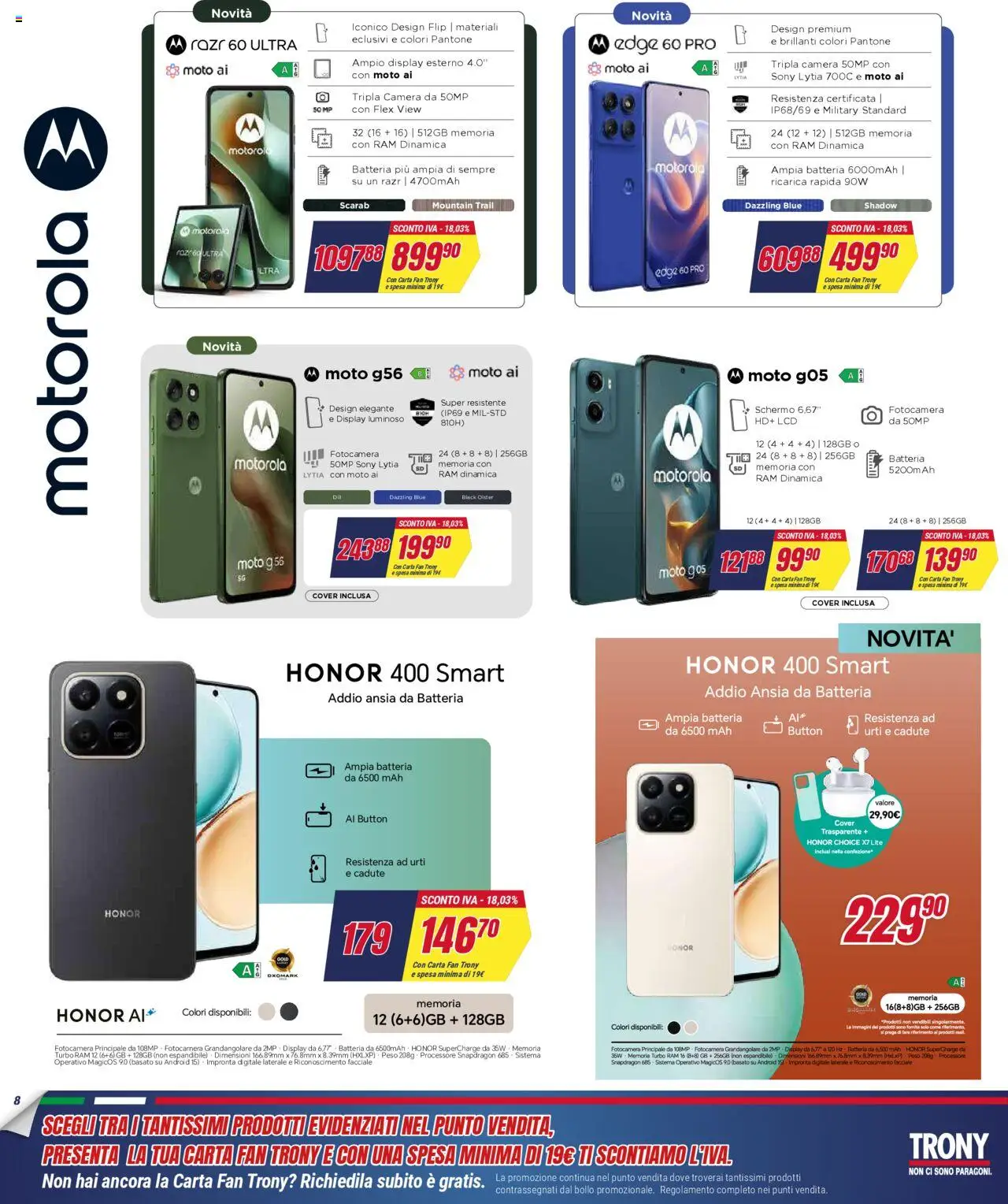 Volantino Trony del 02.10.2025 | Pagina: 8 | Prodotti: Schermo, Fotocamera, Fan, Batteria