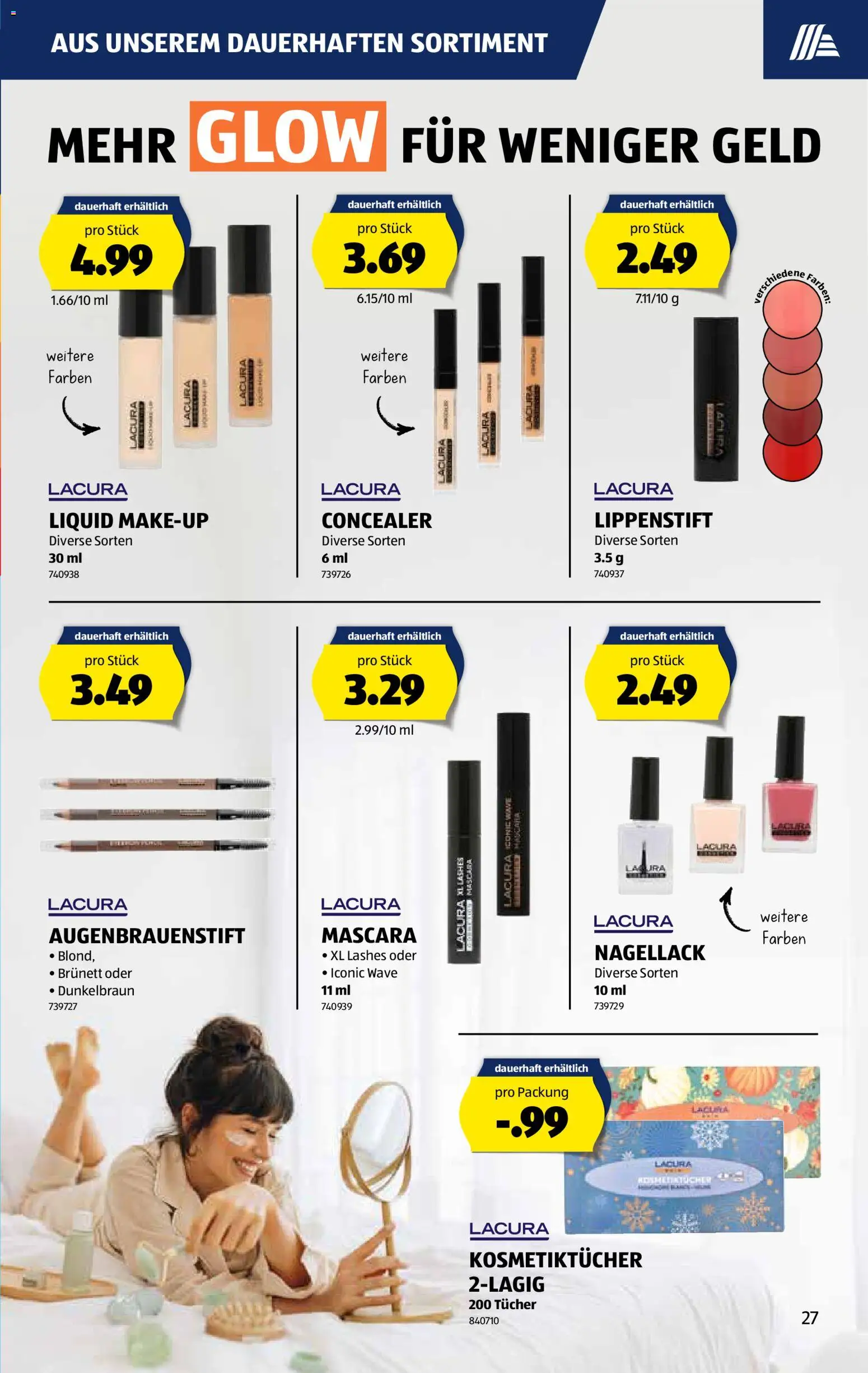 Aldi Aktionen – gültig ab 31.12.2025 | Seite: 28 | Produkte: Augenbrauenstift, Lippenstift, Nagellack, Mascara