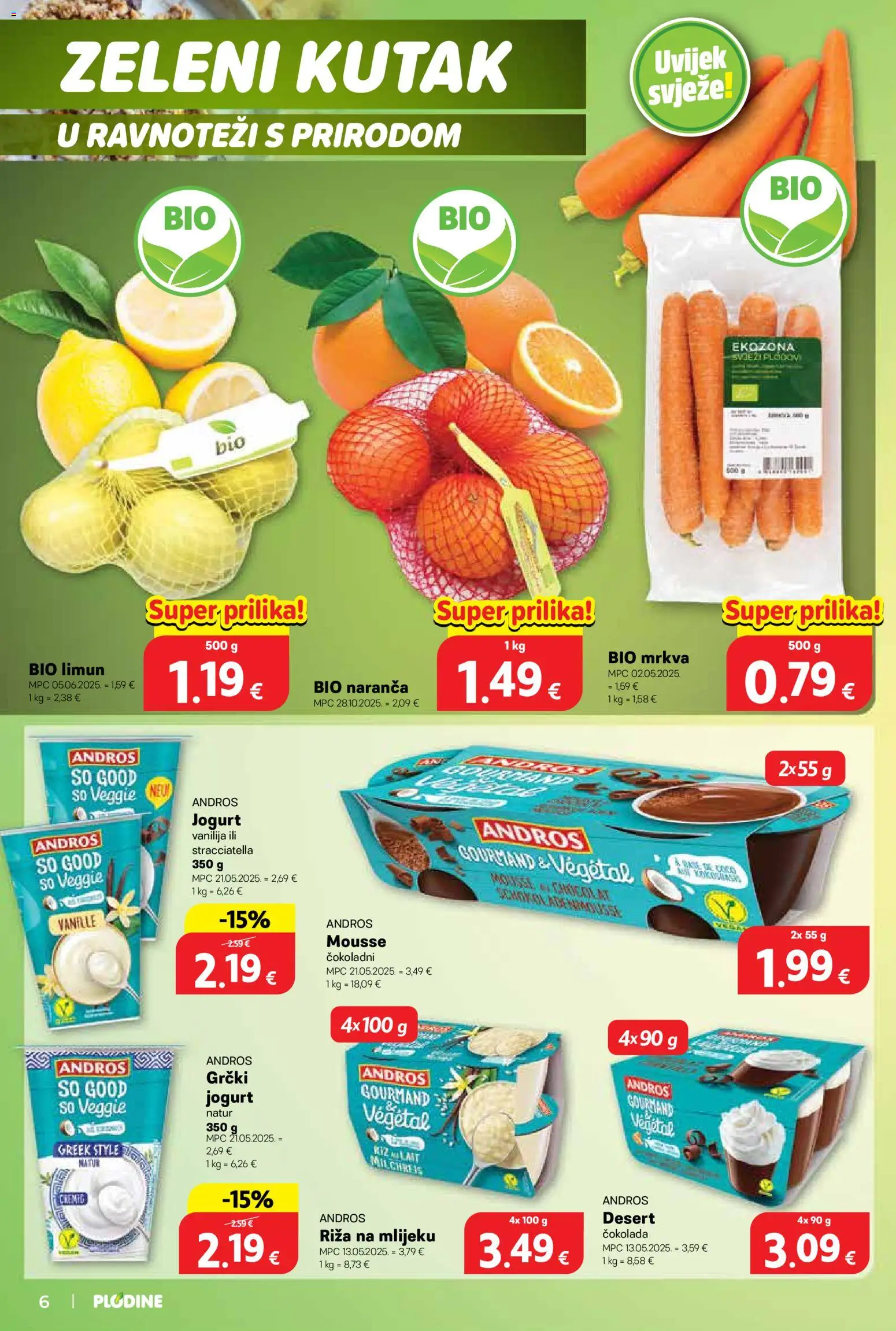 Plodine katalog | vrijedi od 21.01.2026 | Stranica: 6 | Proizvodi: Jogurt, Čokolada, Mrkva, Limun