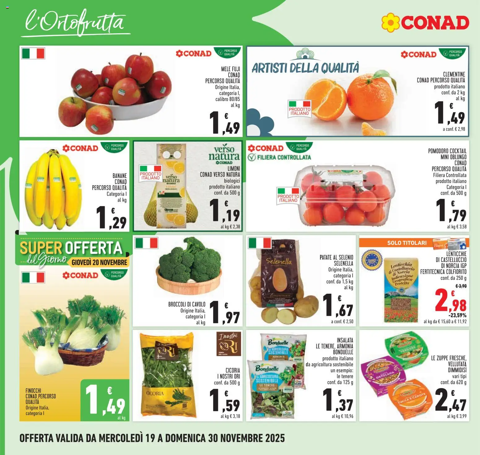 Volantino Conad del 19.11.2025 | Pagina: 2 | Prodotti: Patate, Pomodoro, Cavolo, Broccoli