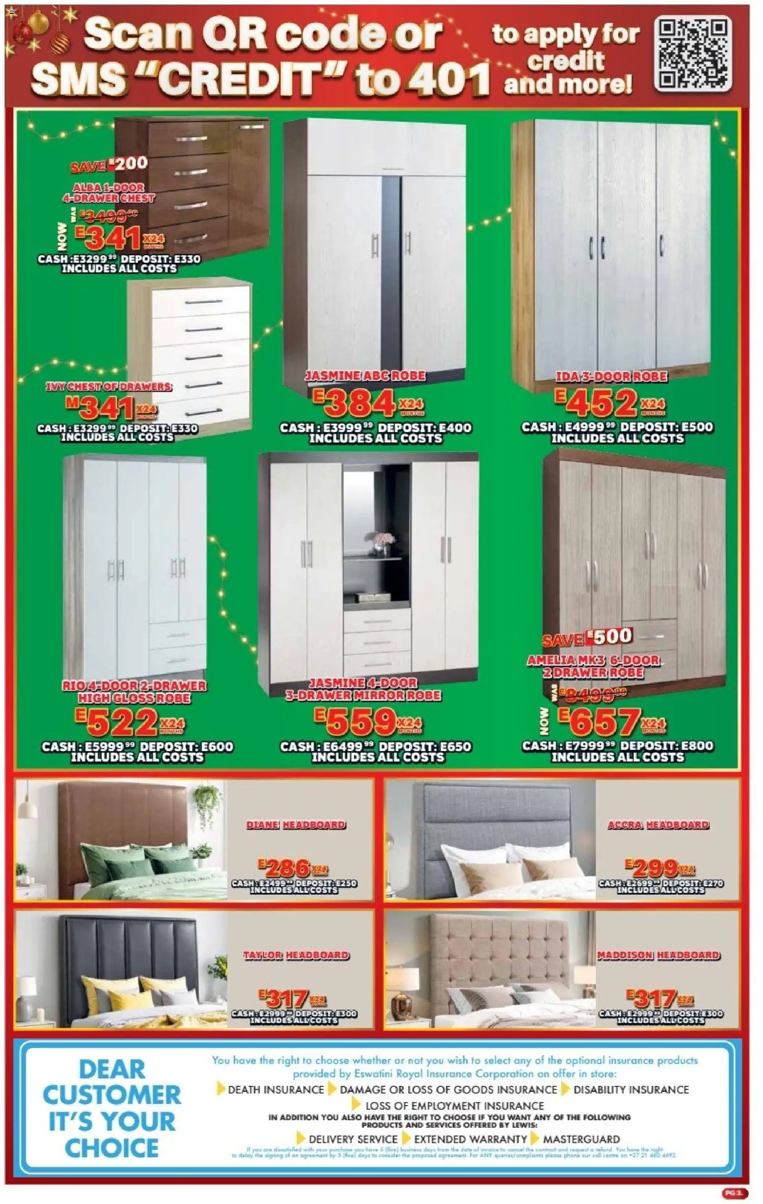 New Lewis Stores catalogue – valid from 08.12.2025 | Page: 3 | Products: Gloss, Headboard, Chest of drawers, Mirror