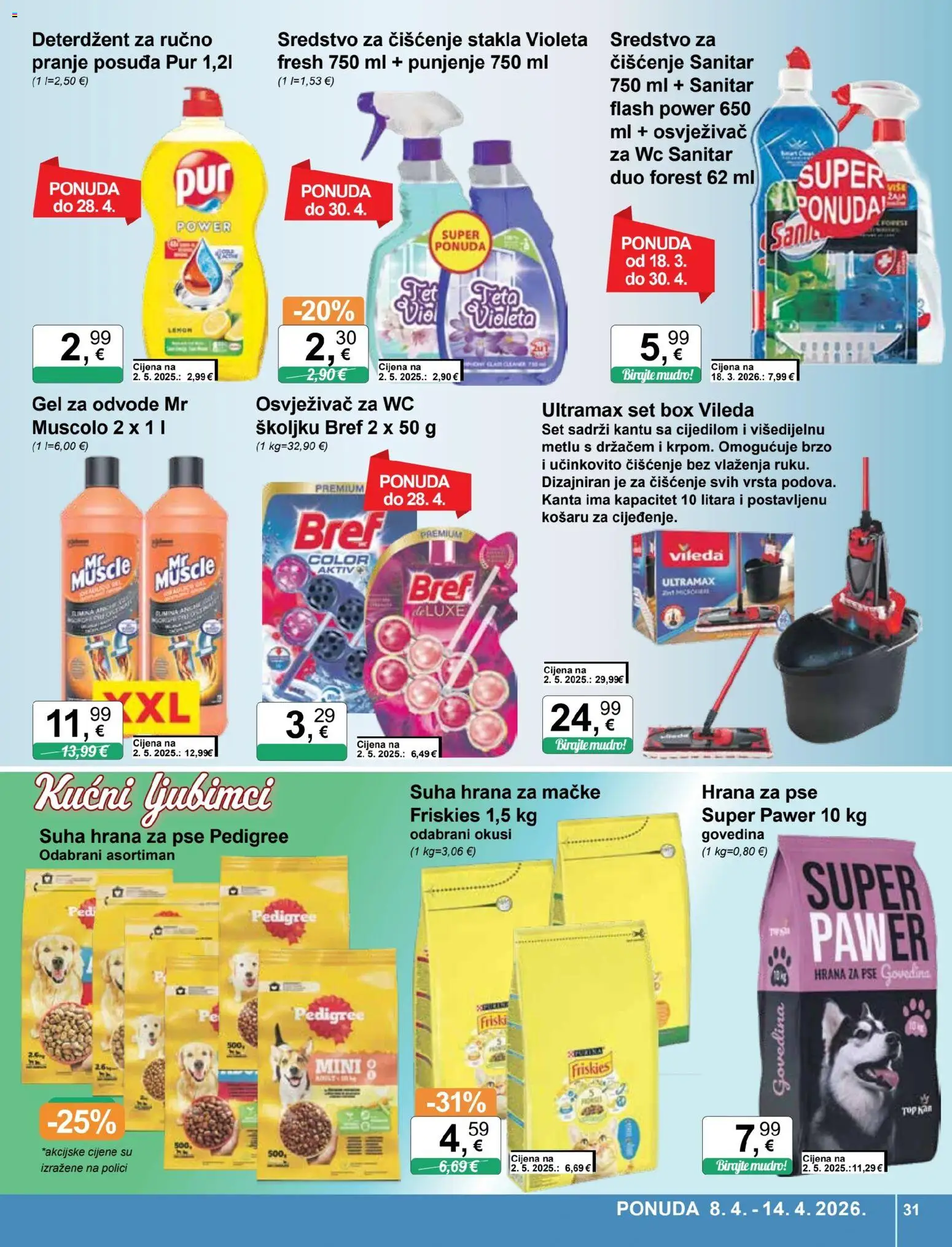 KTC katalog | vrijedi od 08.04.2026 | Stranica: 31 | Proizvodi: Govedina, Hrana za mačke, Violeta, Vileda