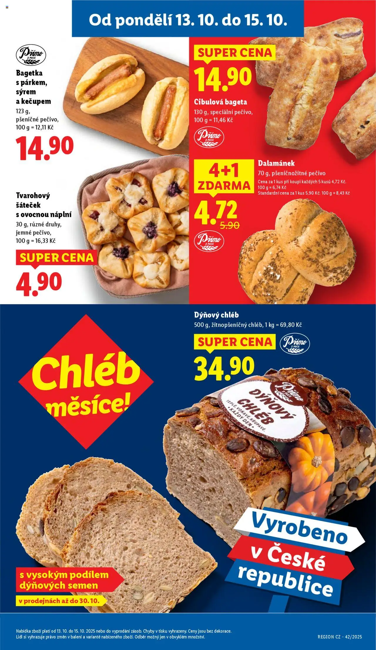 Lidl leták od 13.10.2025 | Strana: 11 | Produkty: Chléb, Pečivo, Bageta, Dalamánek