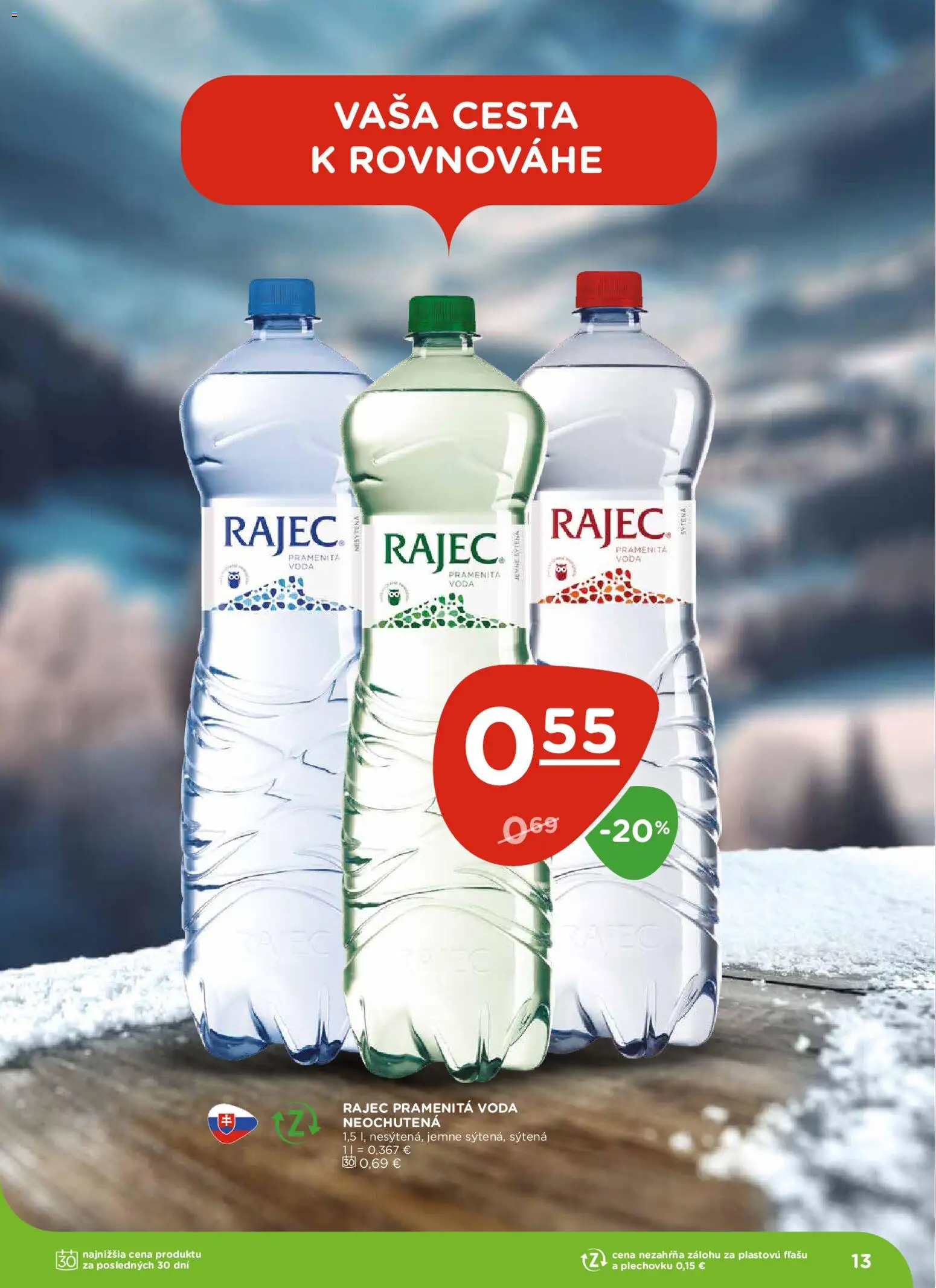 Nové Terno akcie – leták je platný od 11.12.2025 | Strana: 13 | Produkty: Rajec, Voda