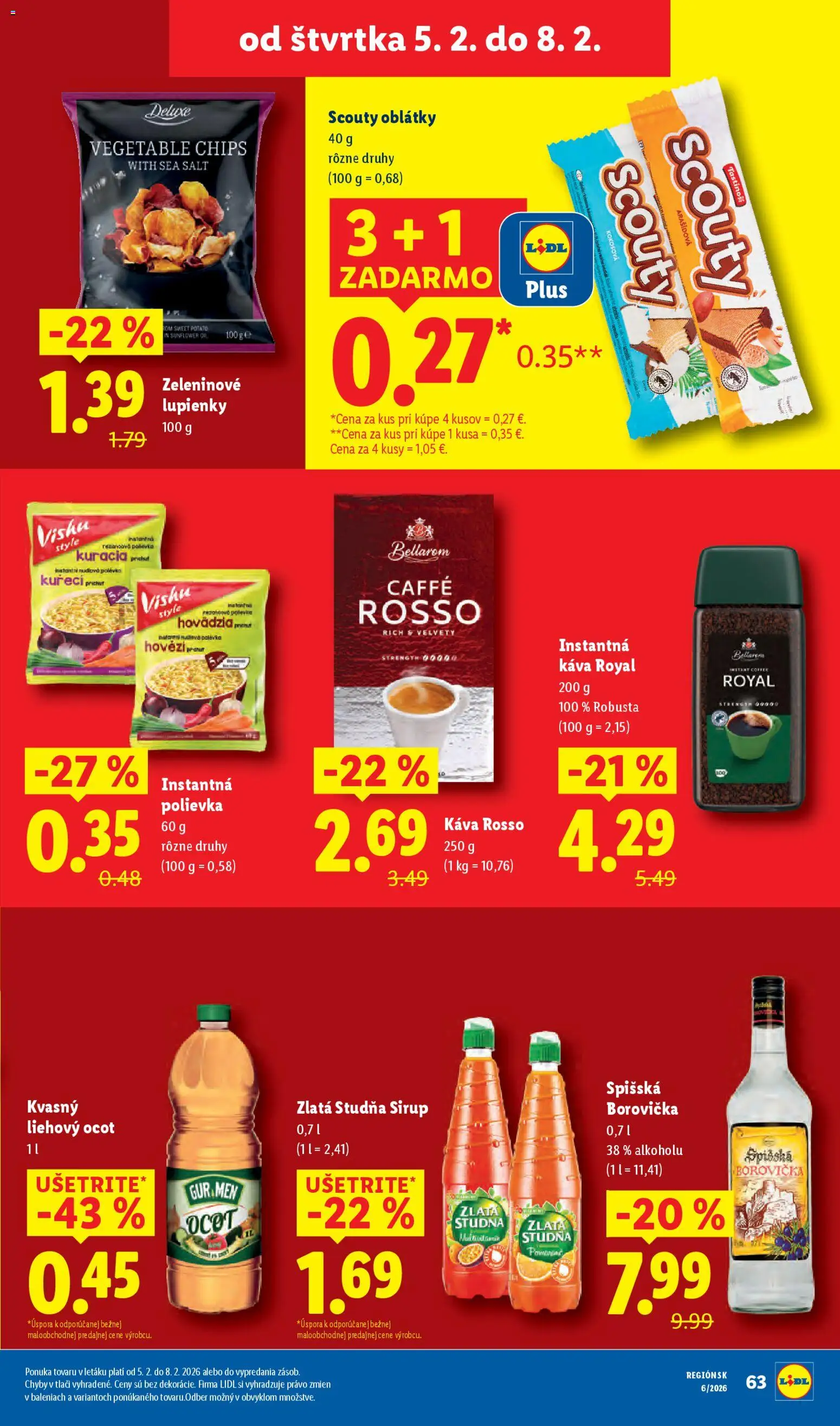 Nové Lidl akcie – leták je platný od 02.02.2026 | Strana: 63 | Produkty: Káva, Borovička, Ocot